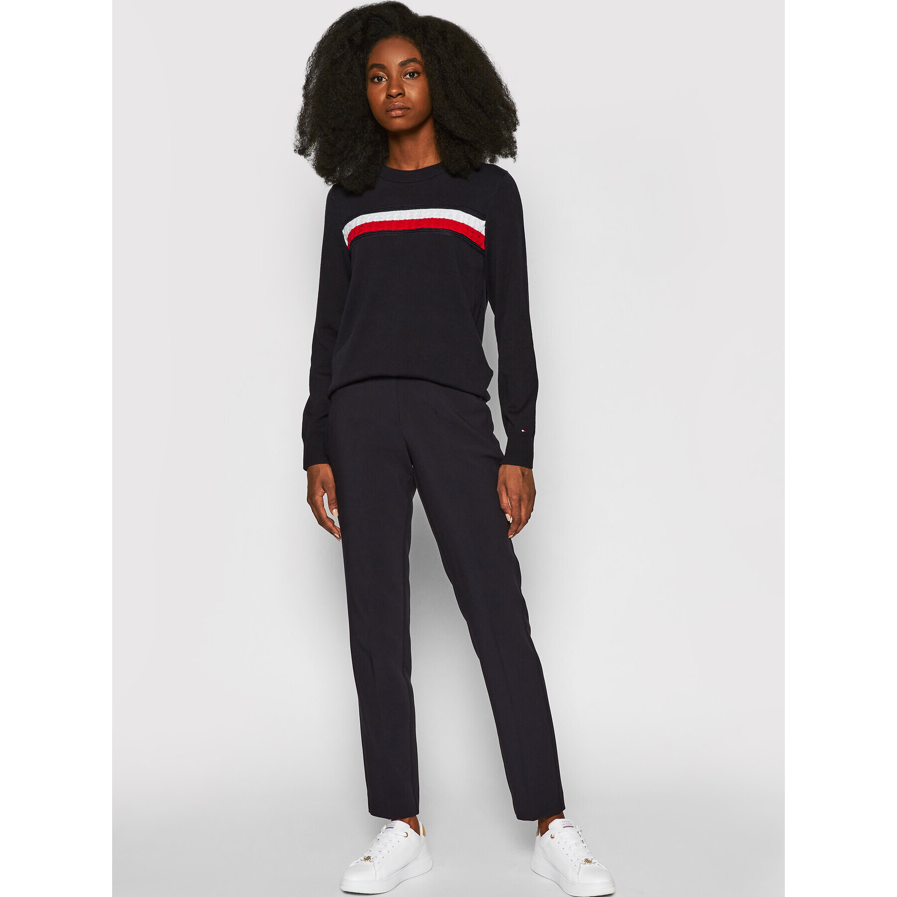 Tommy Hilfiger Пуловер Global WW0WW28874 Тъмносин Regular Fit - Pepit.bg