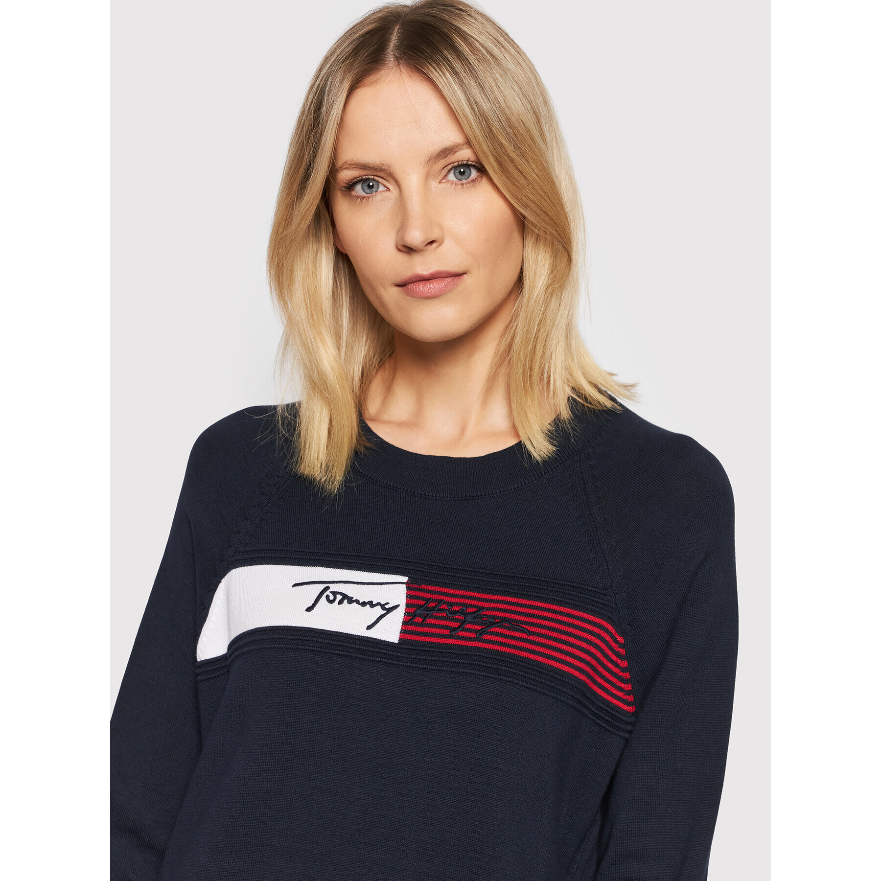 Tommy Hilfiger Пуловер Graphic WW0WW31519 Тъмносин Regular Fit - Pepit.bg