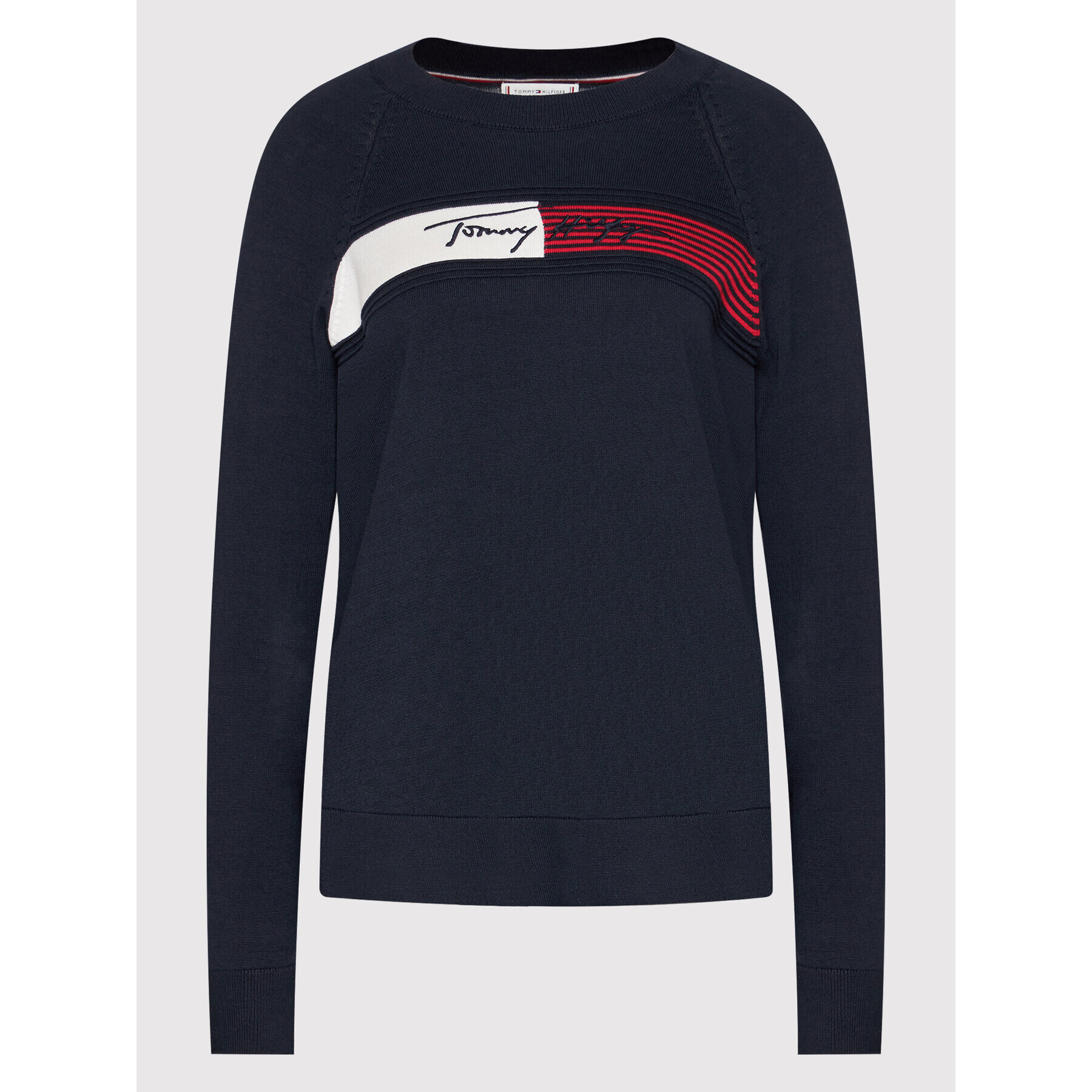 Tommy Hilfiger Пуловер Graphic WW0WW31519 Тъмносин Regular Fit - Pepit.bg