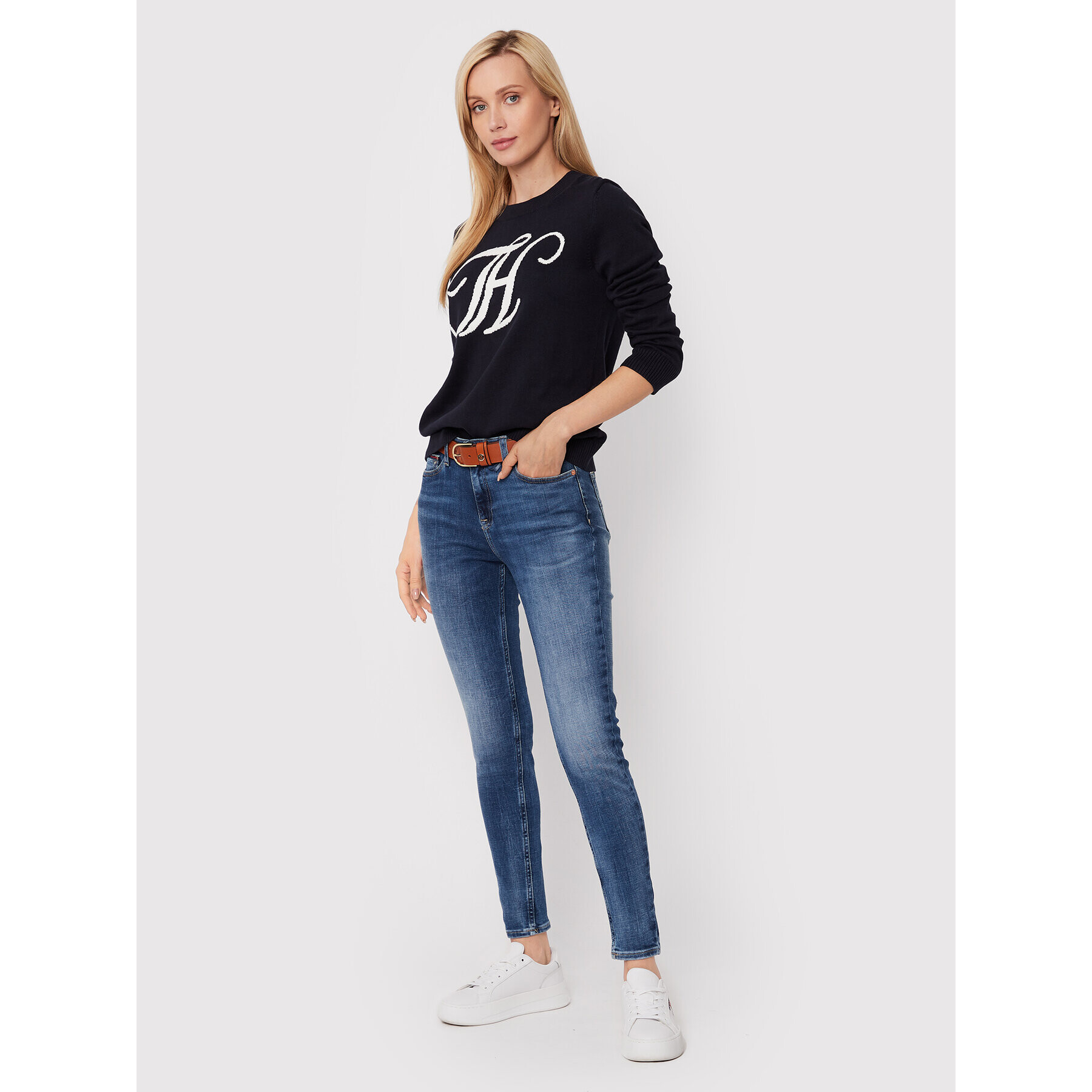 Tommy Hilfiger Пуловер Graphic WW0WW34953 Тъмносин Regular Fit - Pepit.bg