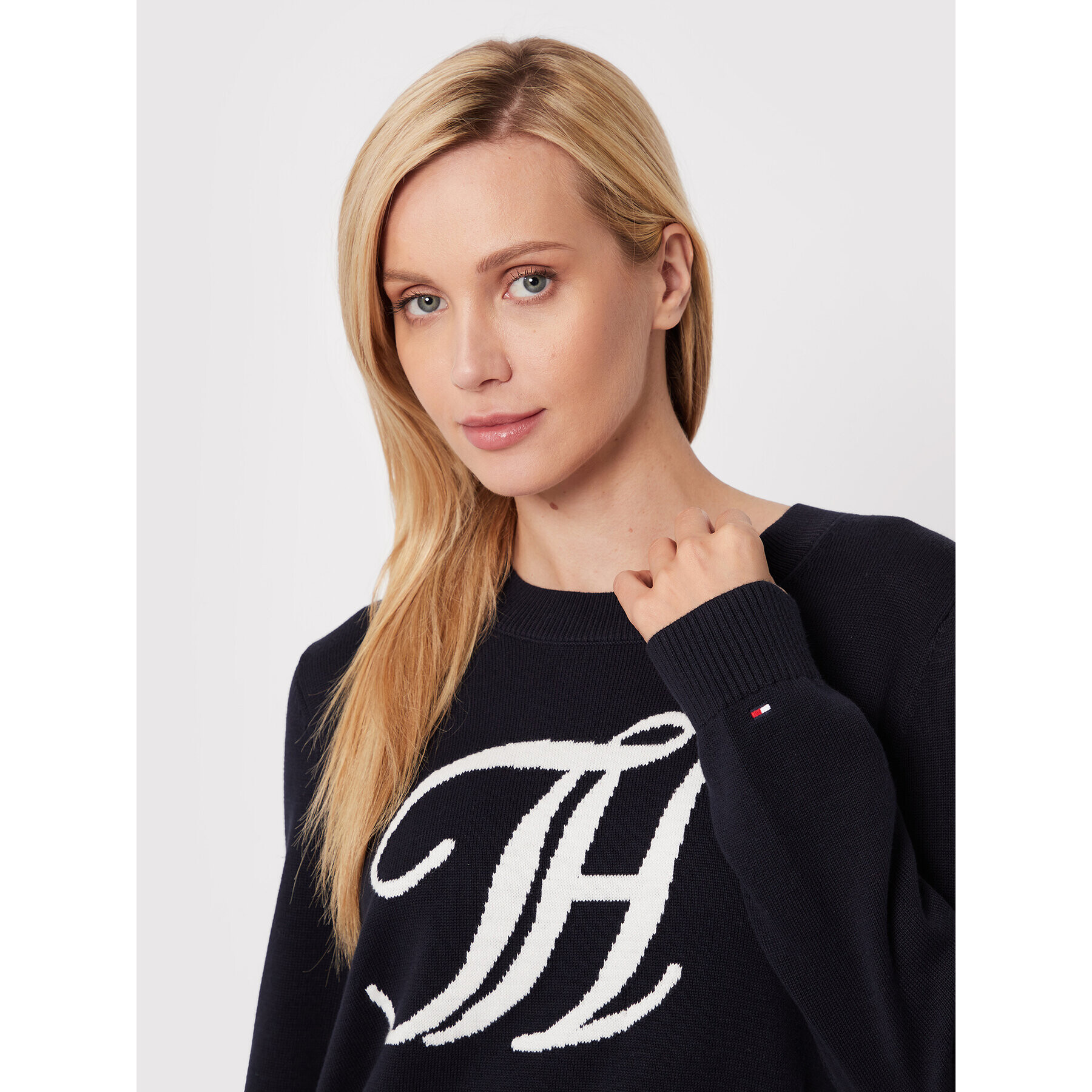 Tommy Hilfiger Пуловер Graphic WW0WW34953 Тъмносин Regular Fit - Pepit.bg