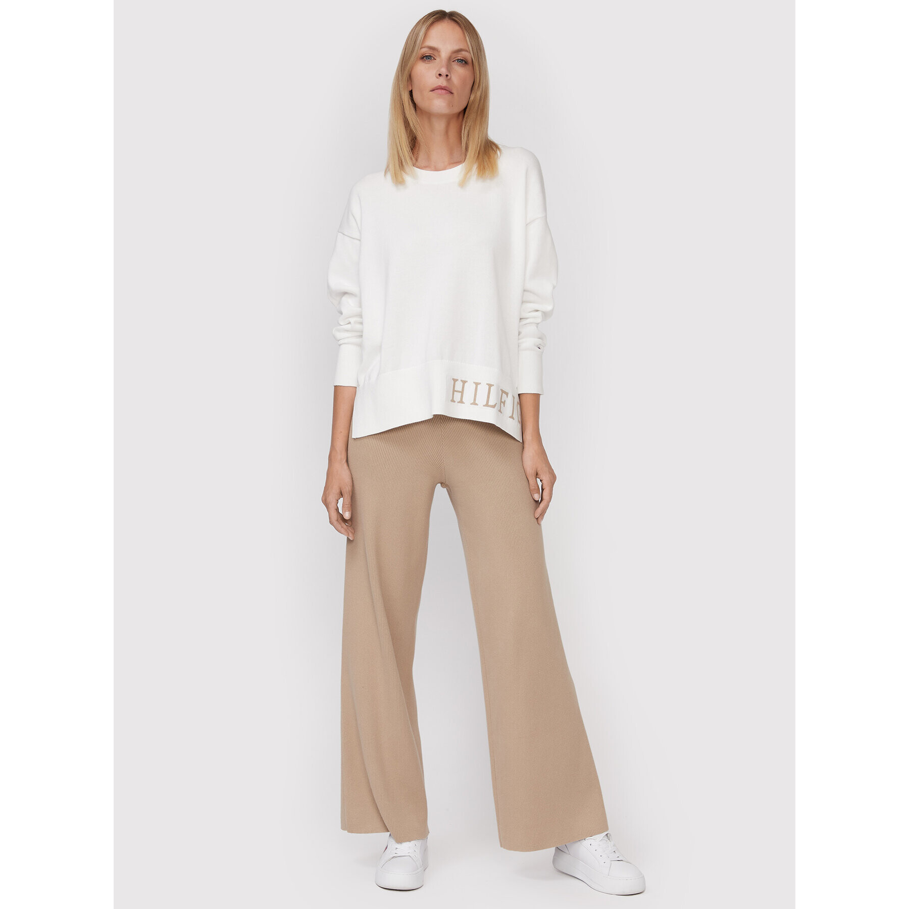 Tommy Hilfiger Пуловер Graphic WW0WW35768 Бял Relaxed Fit - Pepit.bg