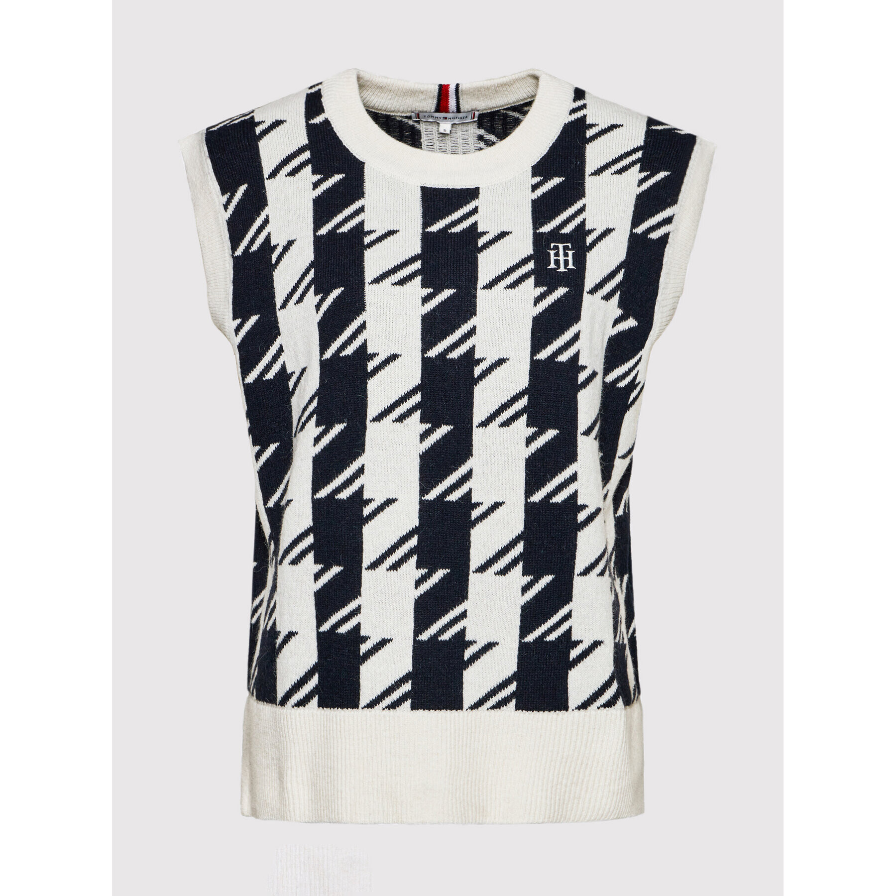 Tommy Hilfiger Пуловер Houndstooth WW0WW34344 Тъмносин Relaxed Fit - Pepit.bg