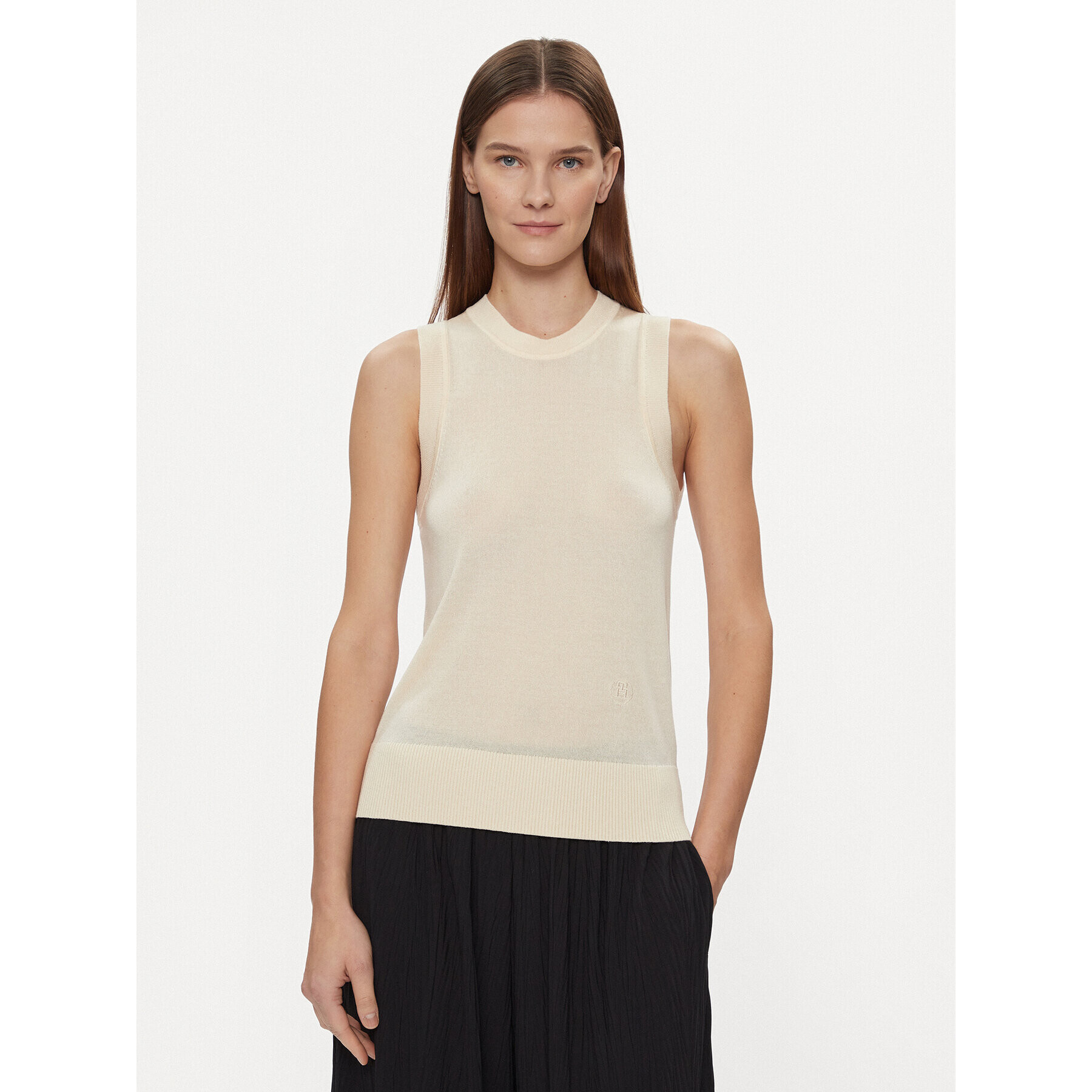Tommy Hilfiger Пуловер Md Lyocell Silk Blend Vest WW0WW40980 Жълт Regular Fit - Pepit.bg