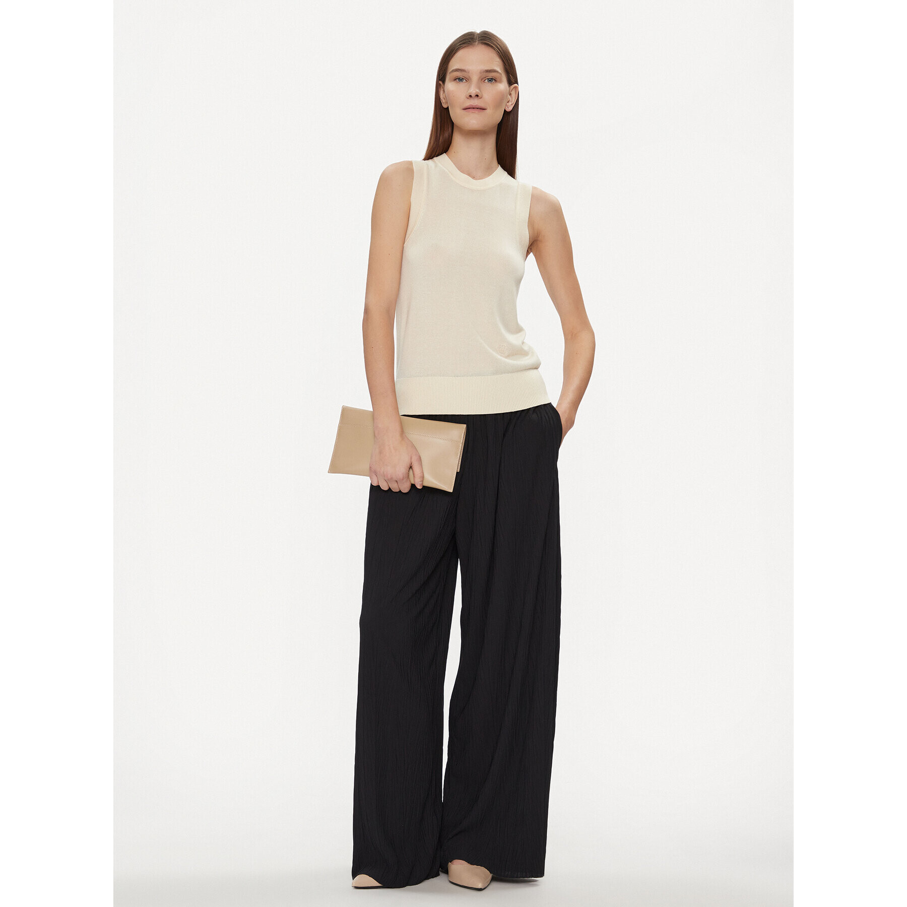 Tommy Hilfiger Пуловер Md Lyocell Silk Blend Vest WW0WW40980 Жълт Regular Fit - Pepit.bg