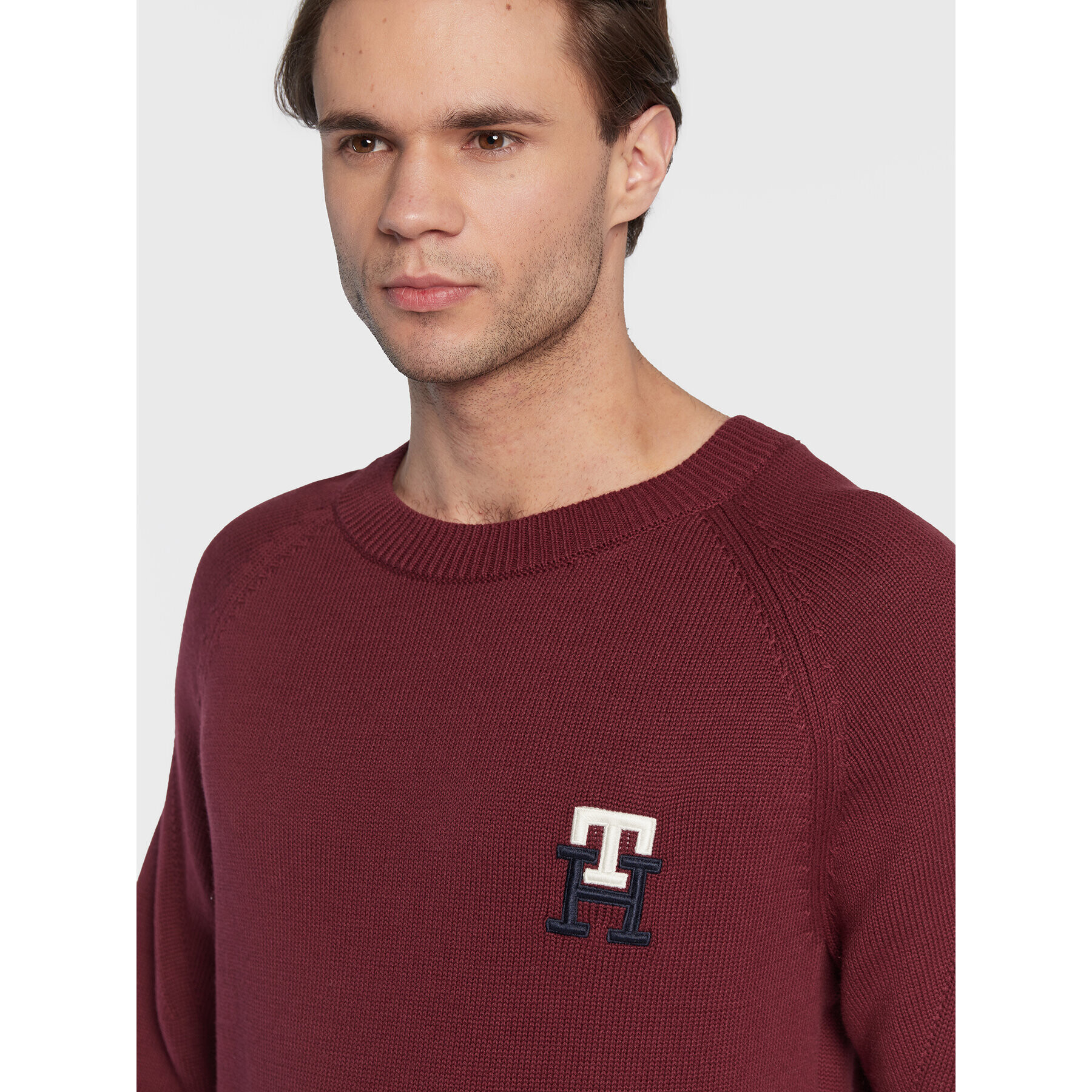 Tommy Hilfiger Пуловер Monogram American MW0MW27938 Бордо Relaxed Fit - Pepit.bg