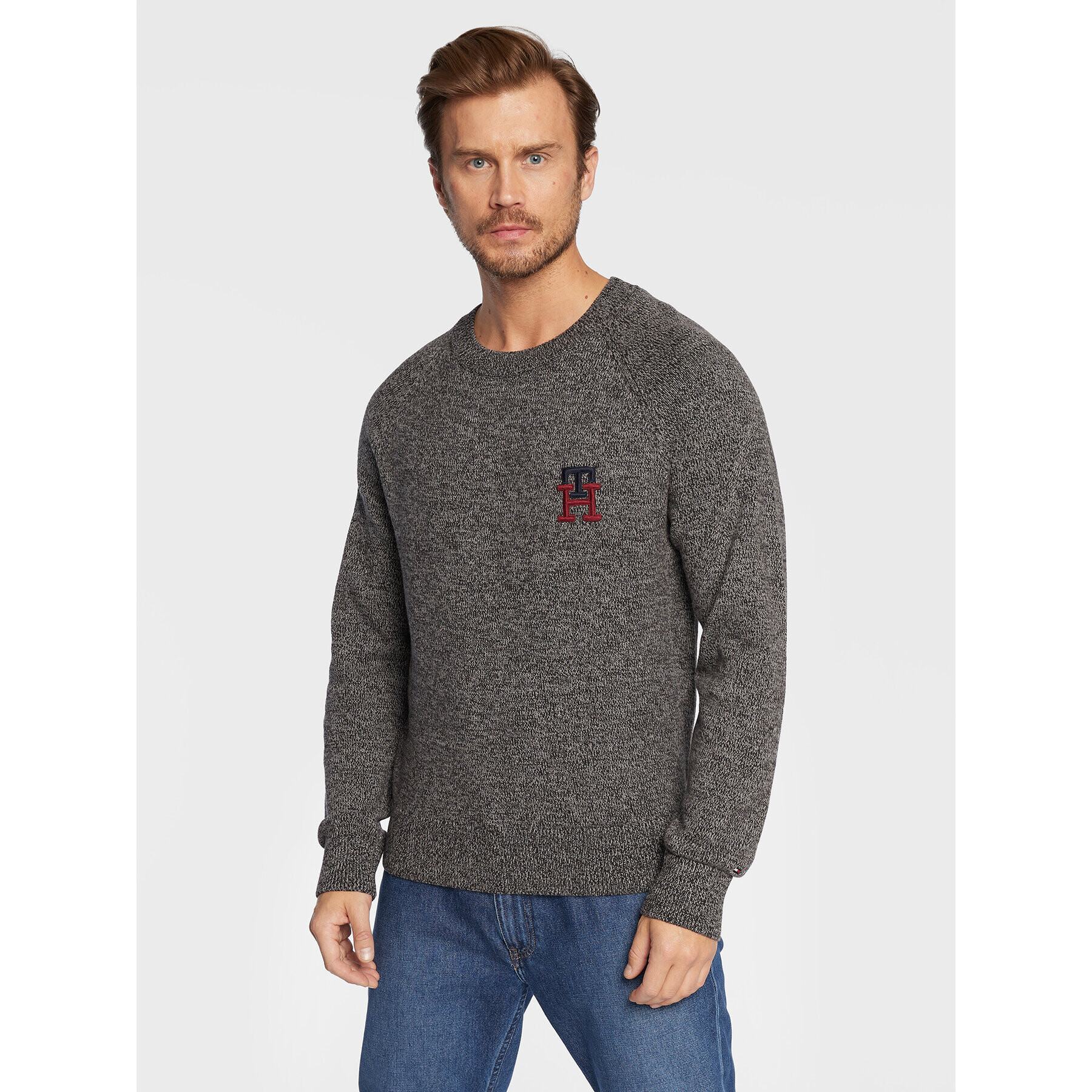 Tommy Hilfiger Пуловер Monogram American MW0MW27938 Сив Relaxed Fit - Pepit.bg