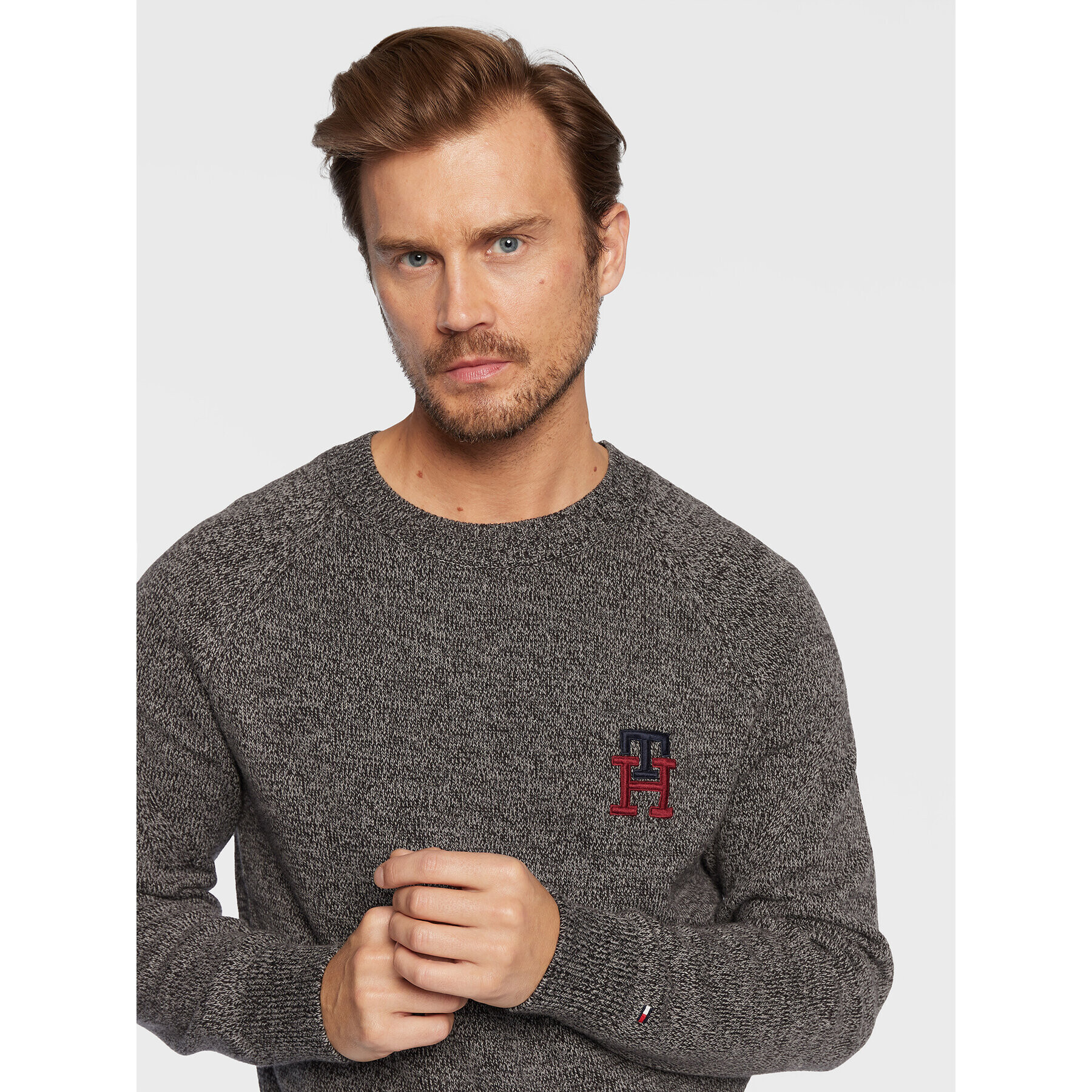 Tommy Hilfiger Пуловер Monogram American MW0MW27938 Сив Relaxed Fit - Pepit.bg