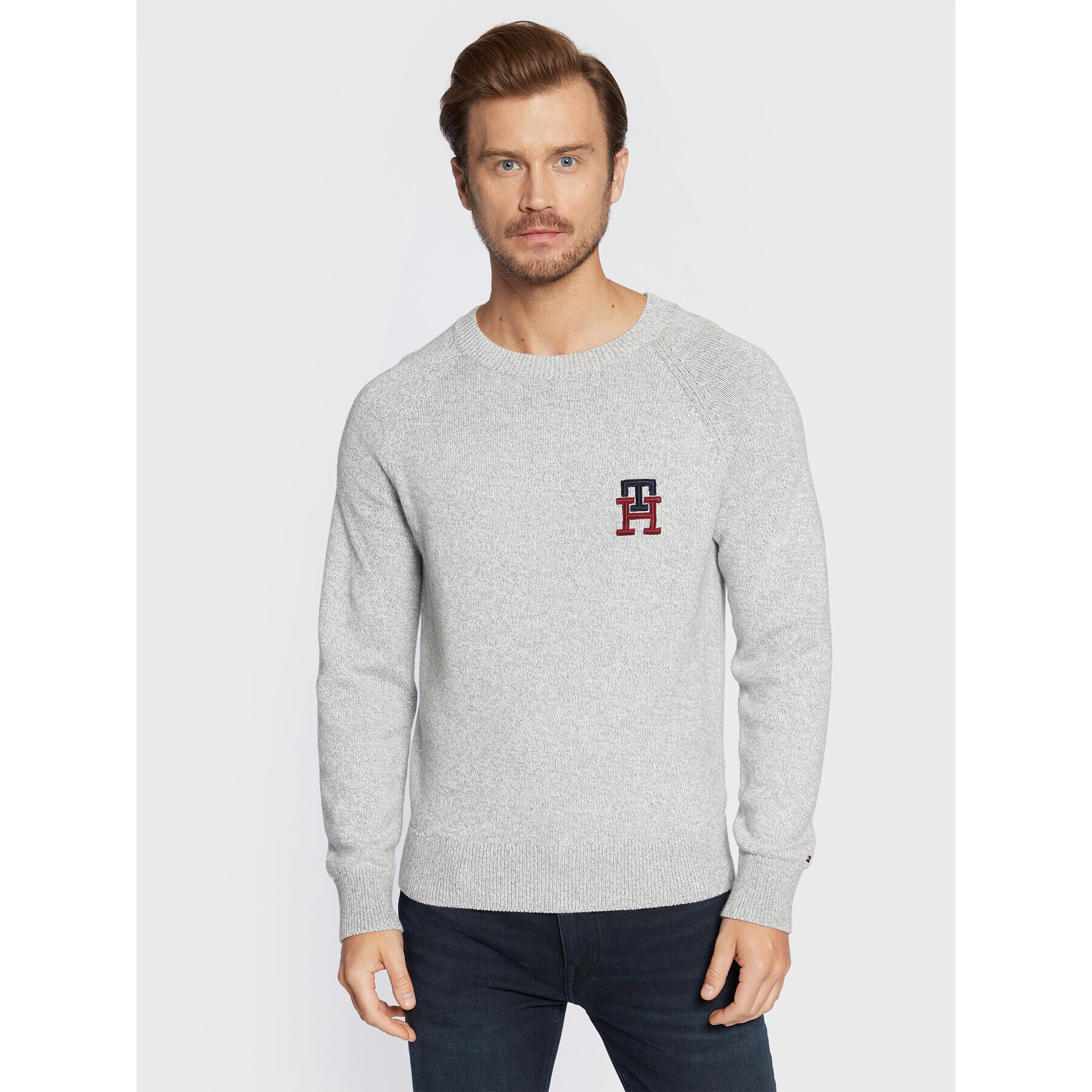 Tommy Hilfiger Пуловер Monogram American MW0MW27938 Сив Relaxed Fit - Pepit.bg