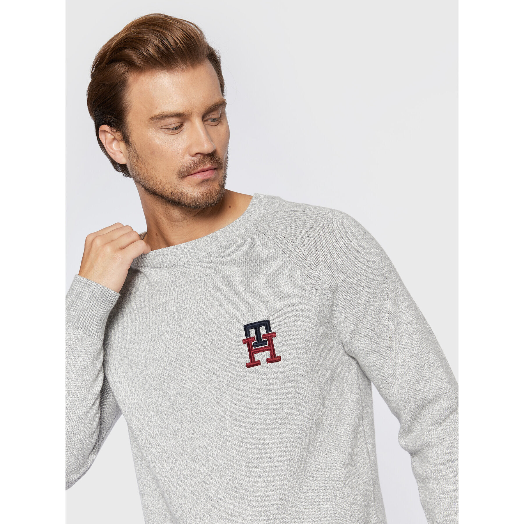 Tommy Hilfiger Пуловер Monogram American MW0MW27938 Сив Relaxed Fit - Pepit.bg