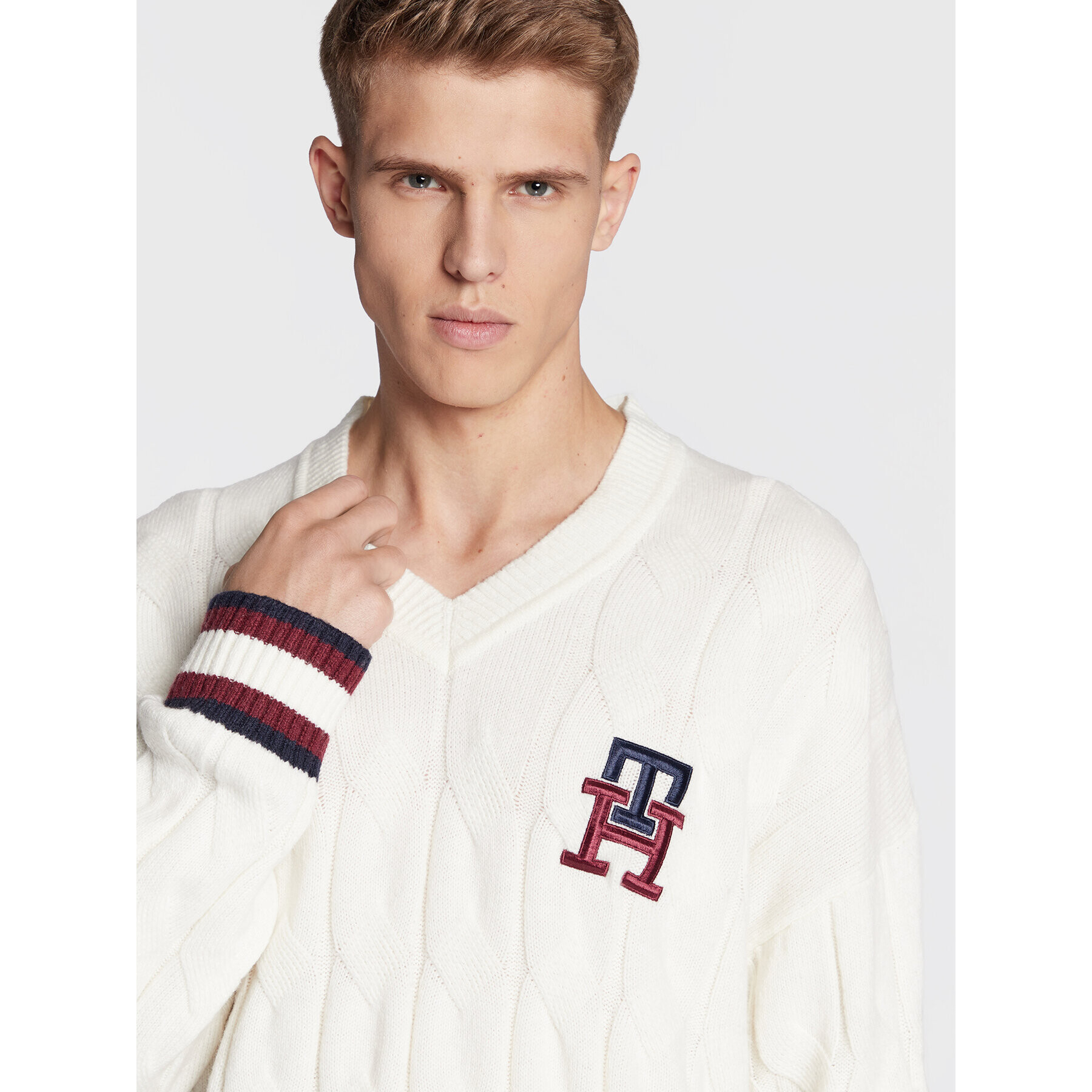 Tommy Hilfiger Пуловер Monogram Cable Cricket MW0MW27764 Бежов Oversize - Pepit.bg