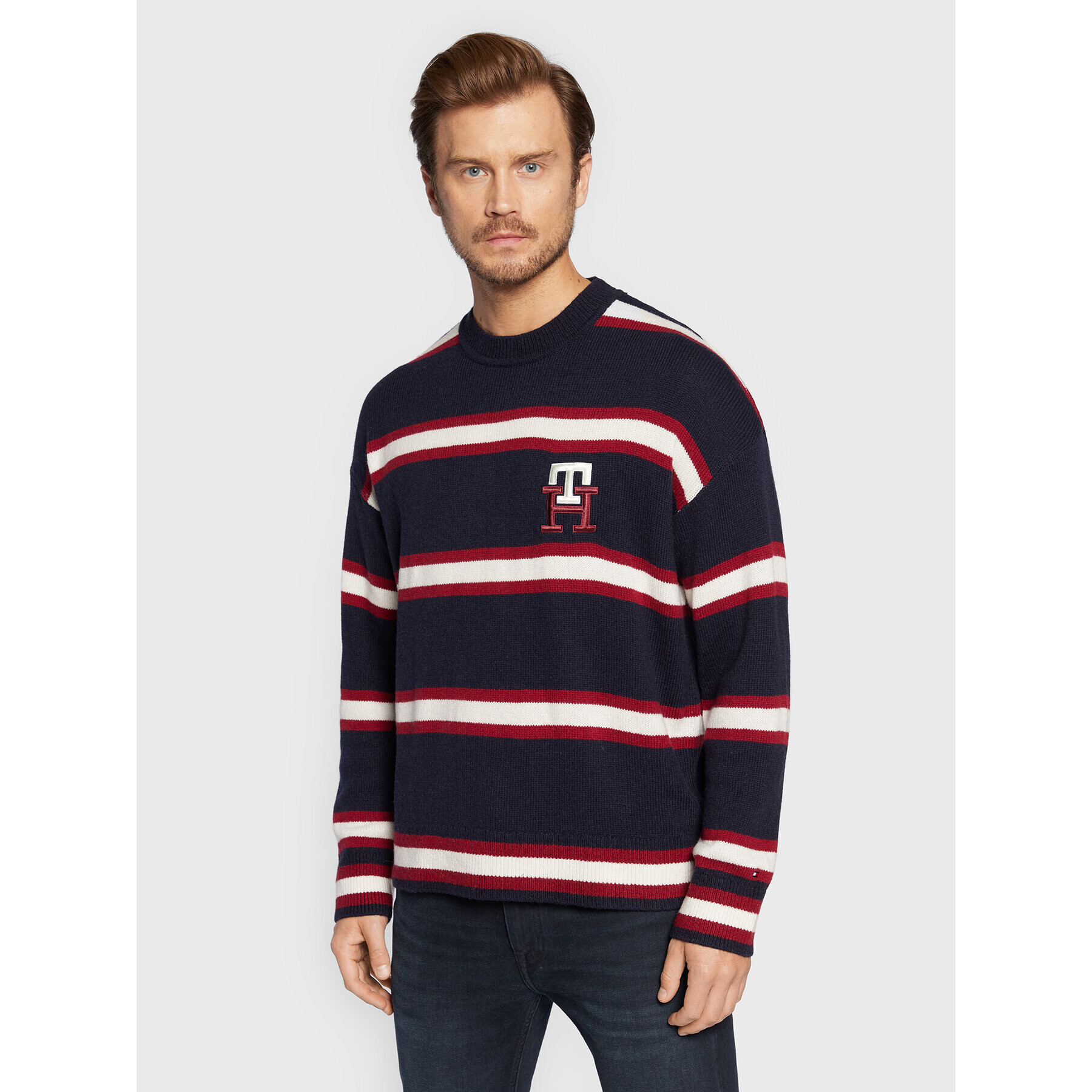 Tommy Hilfiger Пуловер Monogram MW0MW28052 Тъмносин Regular Fit - Pepit.bg