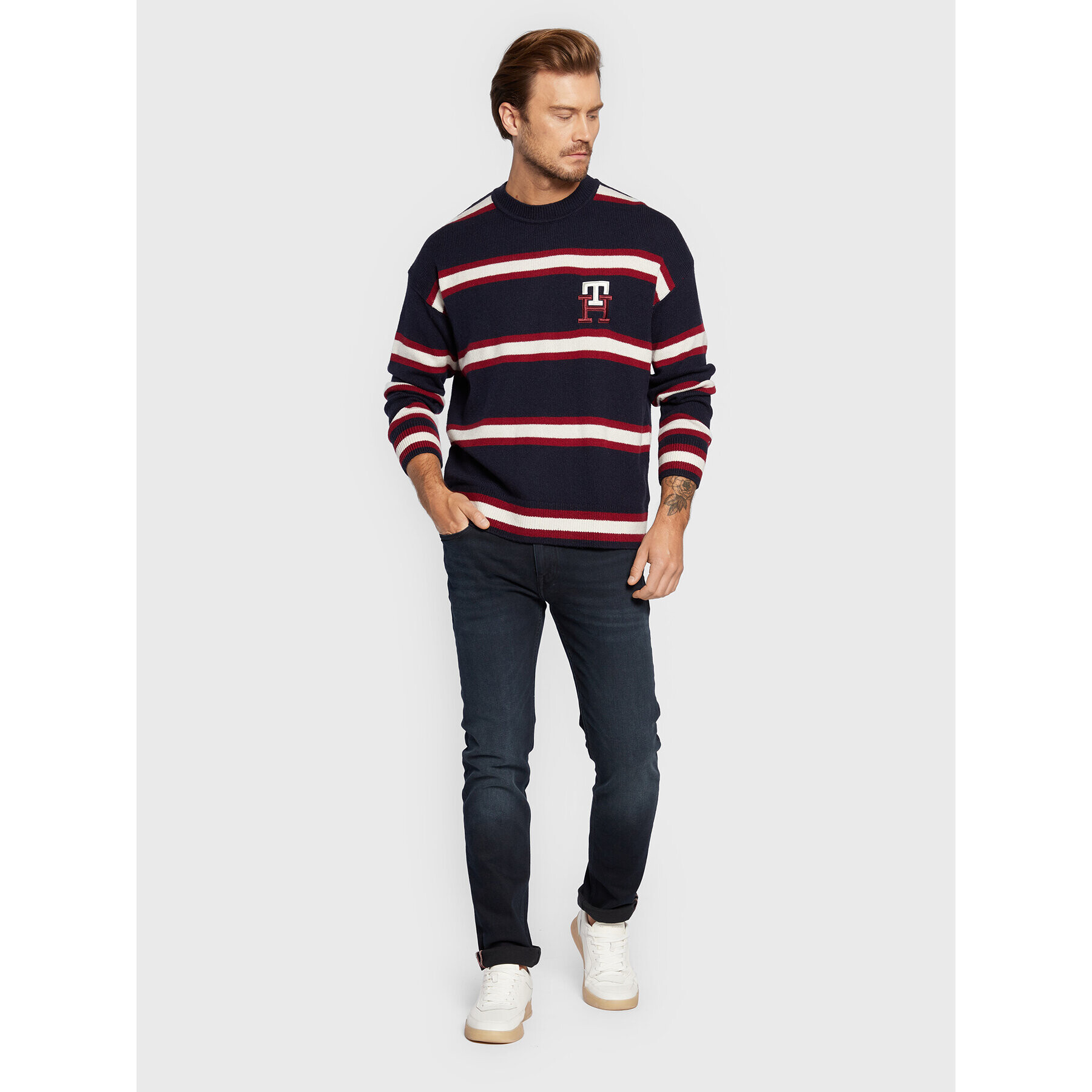 Tommy Hilfiger Пуловер Monogram MW0MW28052 Тъмносин Regular Fit - Pepit.bg