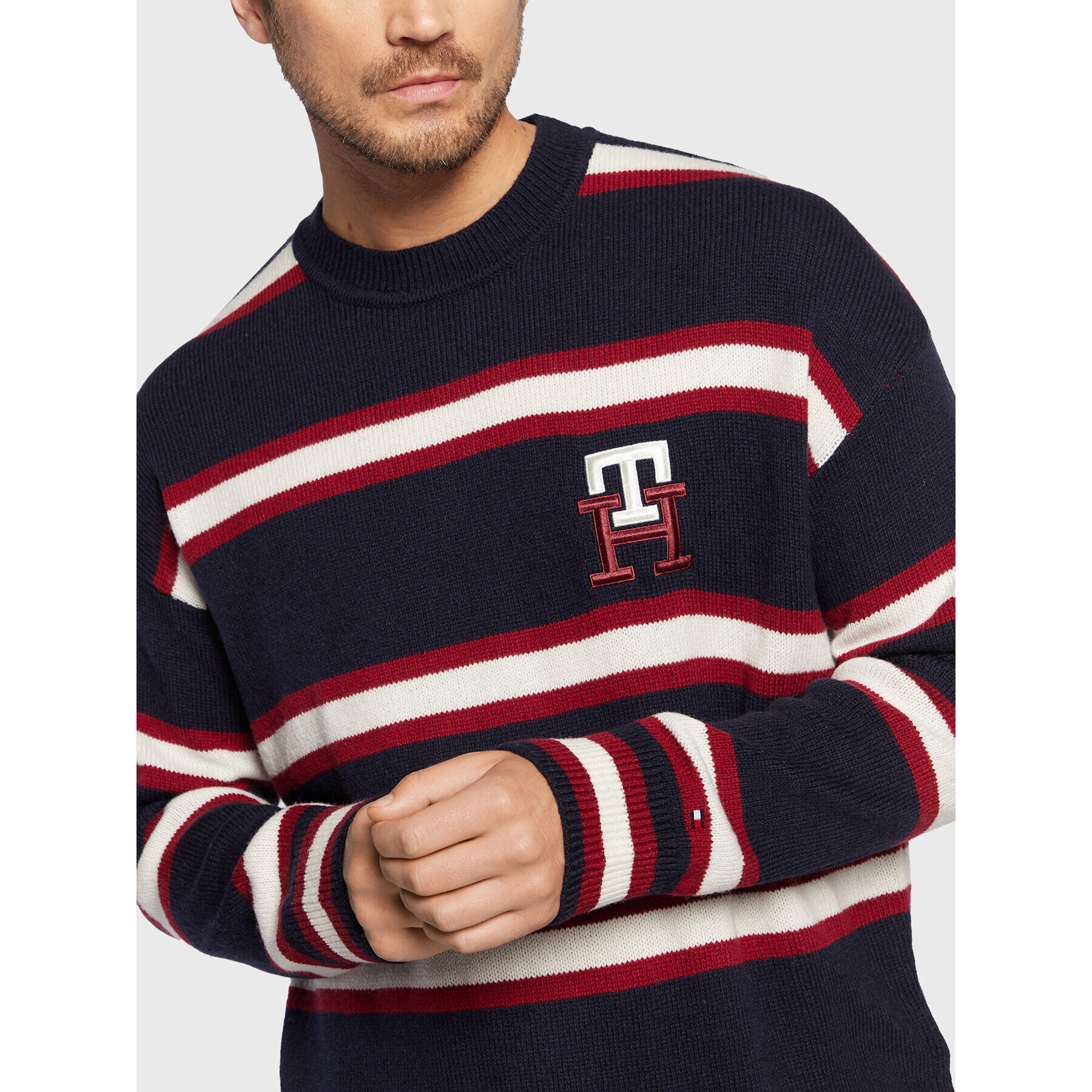 Tommy Hilfiger Пуловер Monogram MW0MW28052 Тъмносин Regular Fit - Pepit.bg