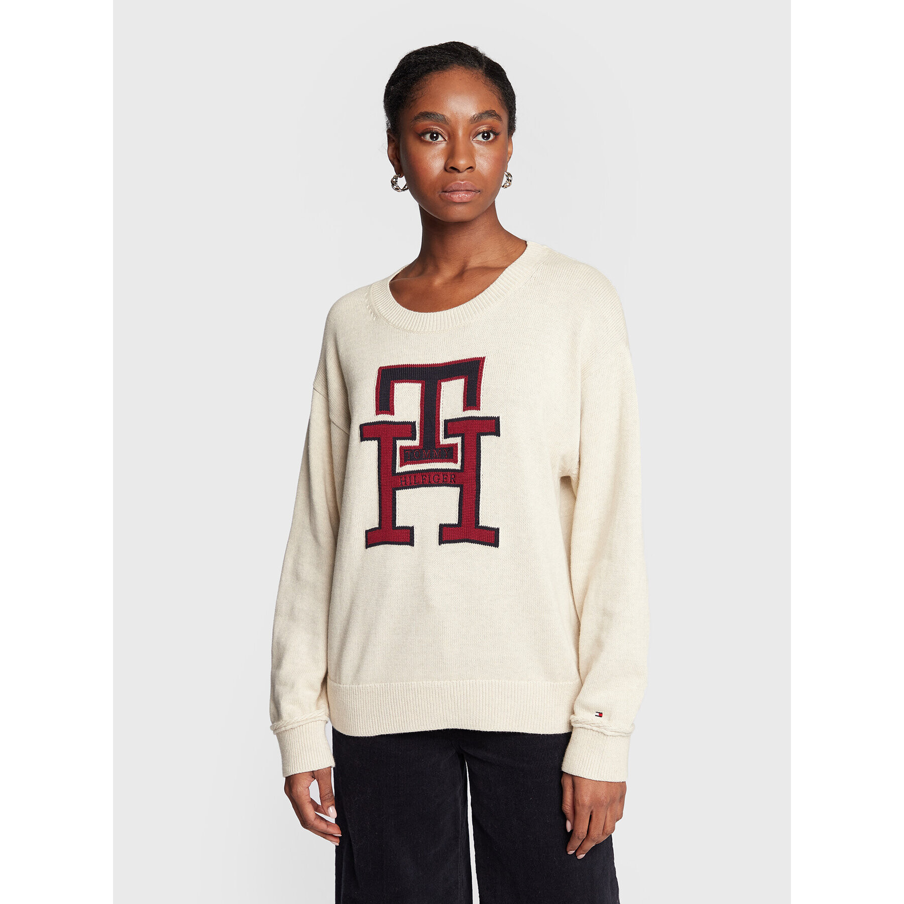 Tommy Hilfiger Пуловер Monogram WW0WW36711 Бежов Regular Fit - Pepit.bg