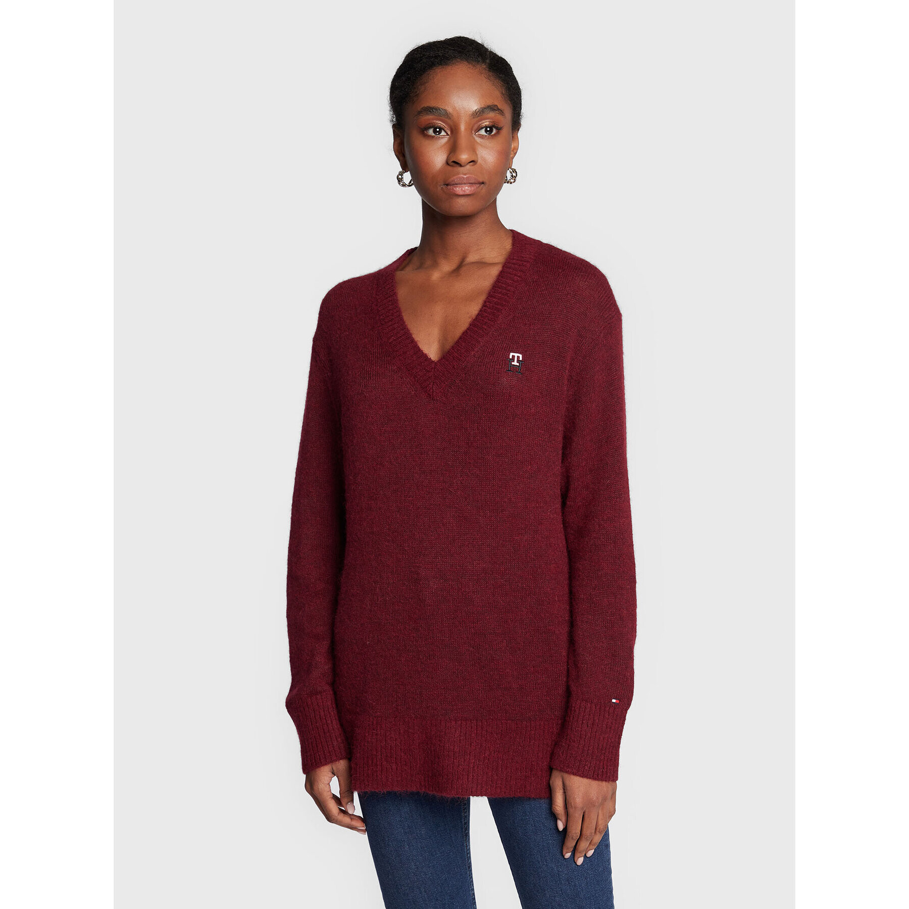 Tommy Hilfiger Пуловер Monogram WW0WW37751 Бордо Regular Fit - Pepit.bg