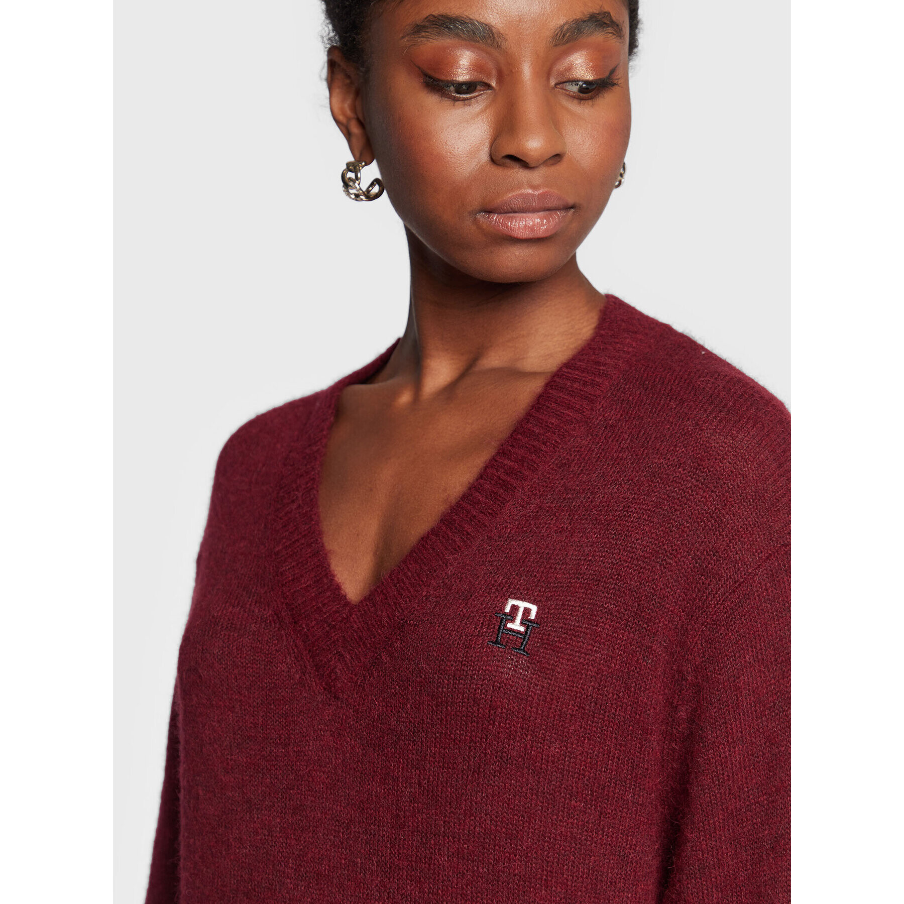 Tommy Hilfiger Пуловер Monogram WW0WW37751 Бордо Regular Fit - Pepit.bg