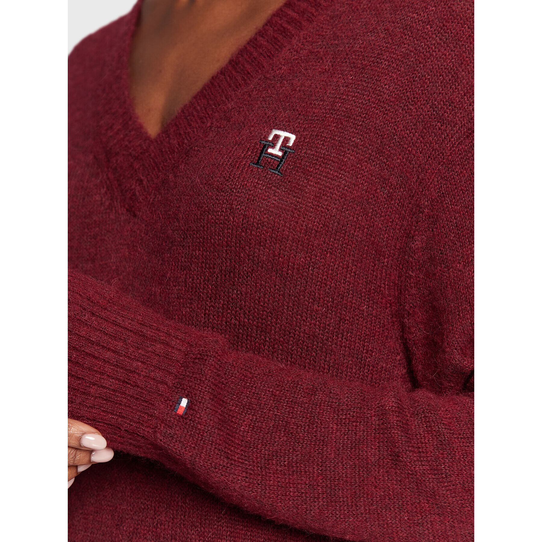 Tommy Hilfiger Пуловер Monogram WW0WW37751 Бордо Regular Fit - Pepit.bg