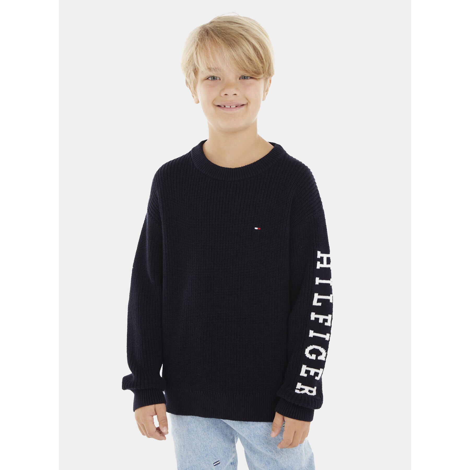 Tommy Hilfiger Пуловер Monotype KB0KB08364 D Тъмносин Regular Fit - Pepit.bg
