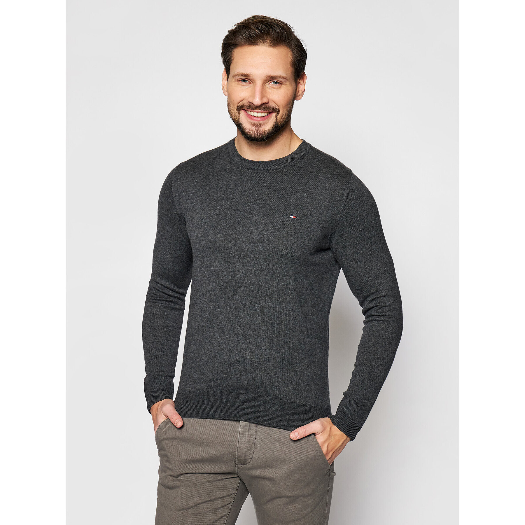 Tommy Hilfiger Пуловер MW0MW04978 Сив Regular Fit - Pepit.bg
