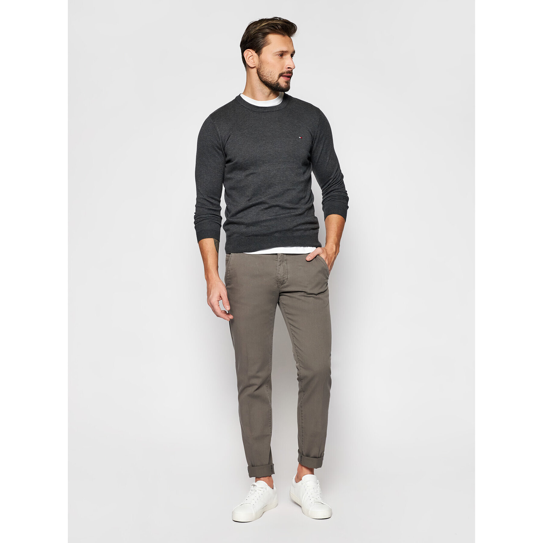 Tommy Hilfiger Пуловер MW0MW04978 Сив Regular Fit - Pepit.bg