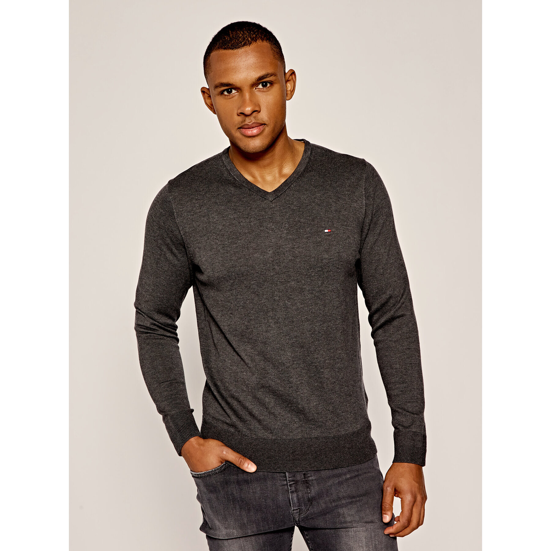 Tommy Hilfiger Пуловер MW0MW04979 Сив Regular Fit - Pepit.bg