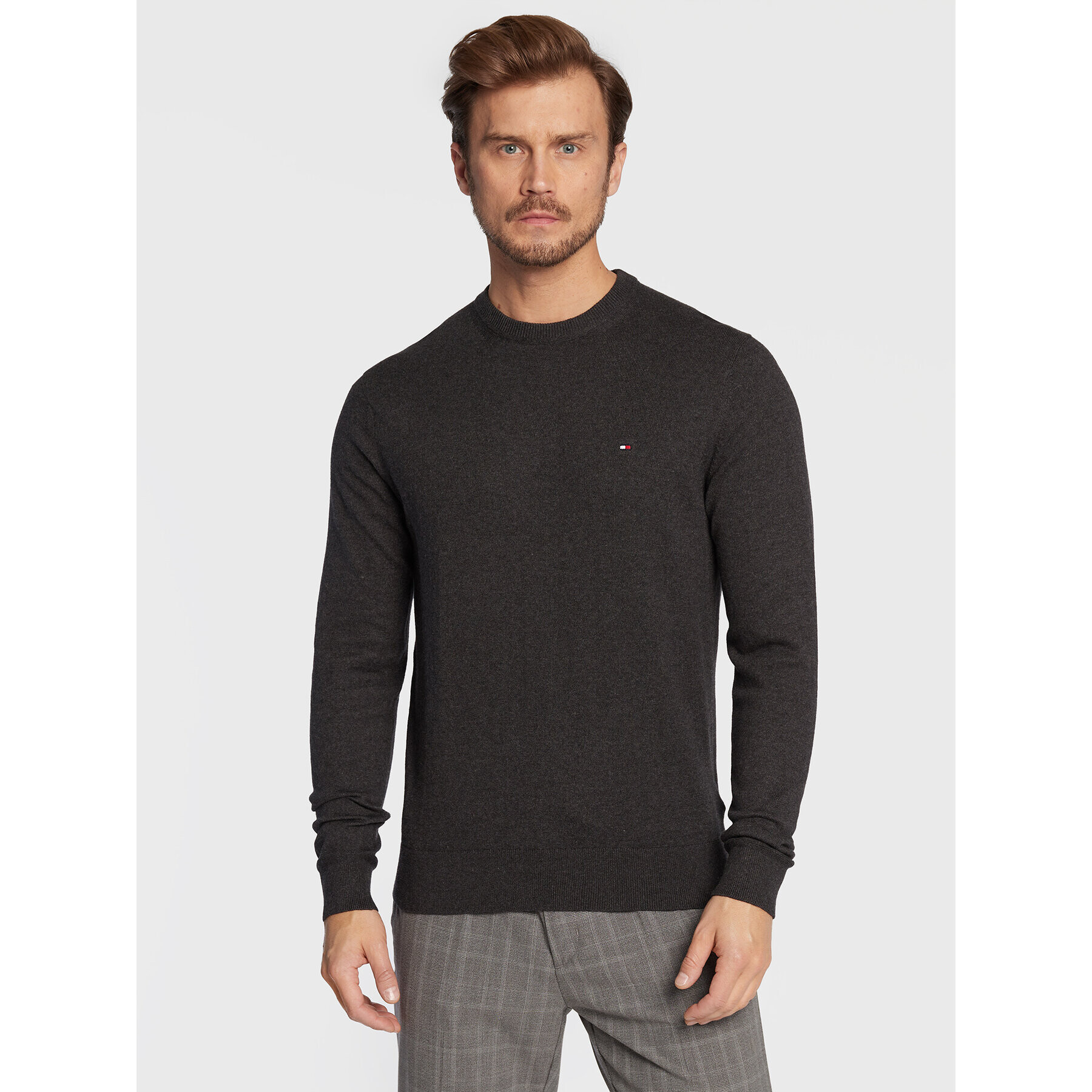 Tommy Hilfiger Пуловер MW0MW28046 Сив Regular Fit - Pepit.bg