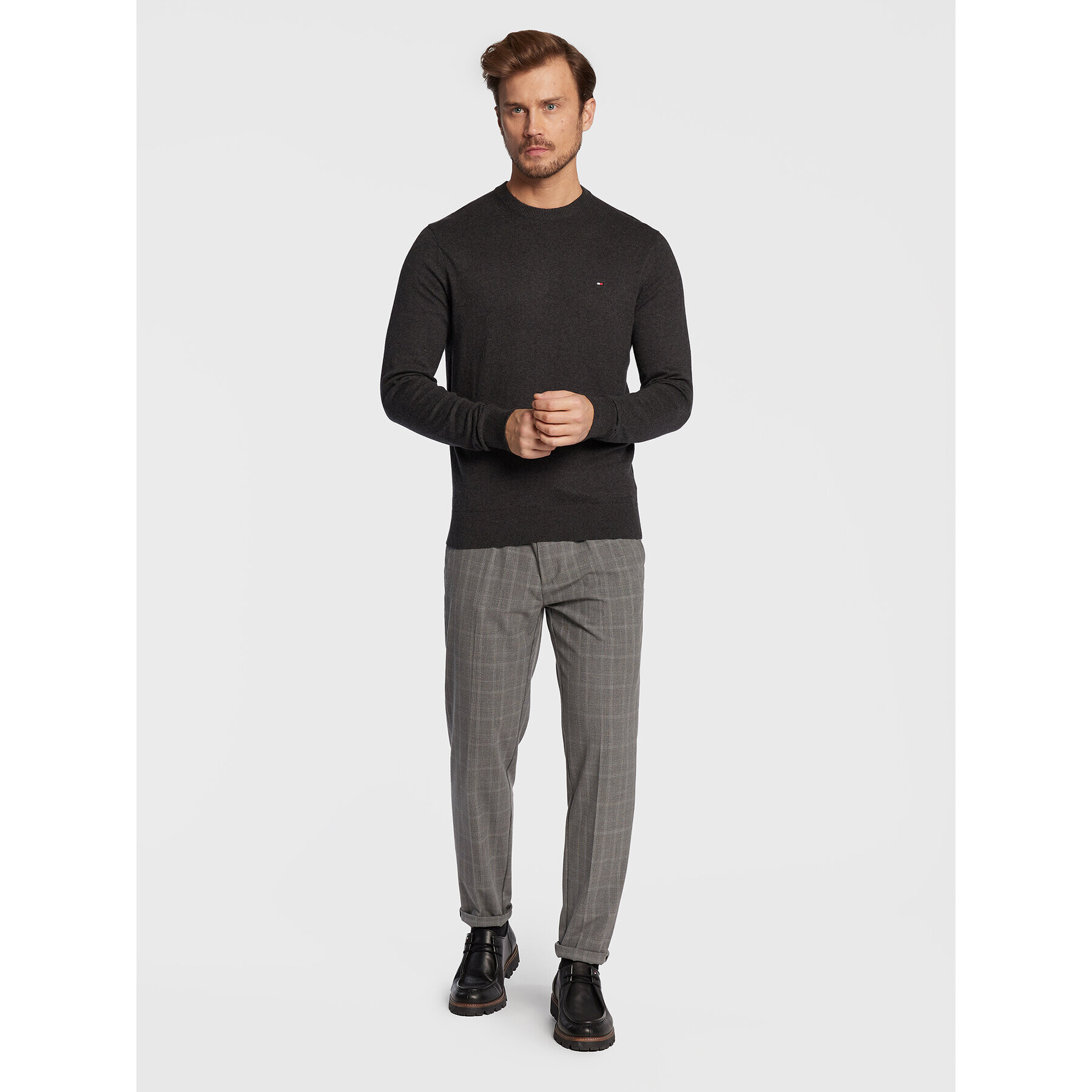 Tommy Hilfiger Пуловер MW0MW28046 Сив Regular Fit - Pepit.bg