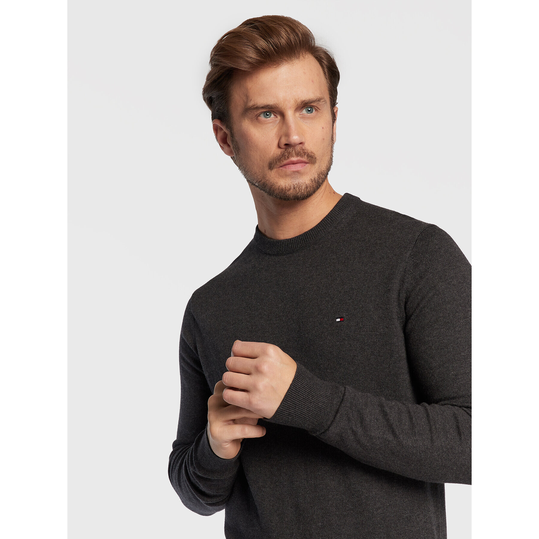 Tommy Hilfiger Пуловер MW0MW28046 Сив Regular Fit - Pepit.bg