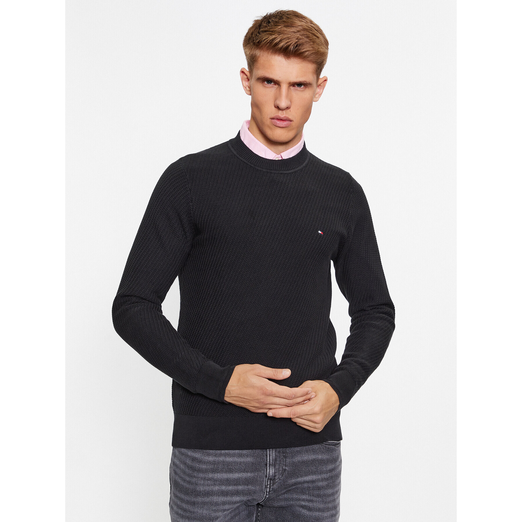 Tommy Hilfiger Пуловер MW0MW33131 Черен Regular Fit - Pepit.bg
