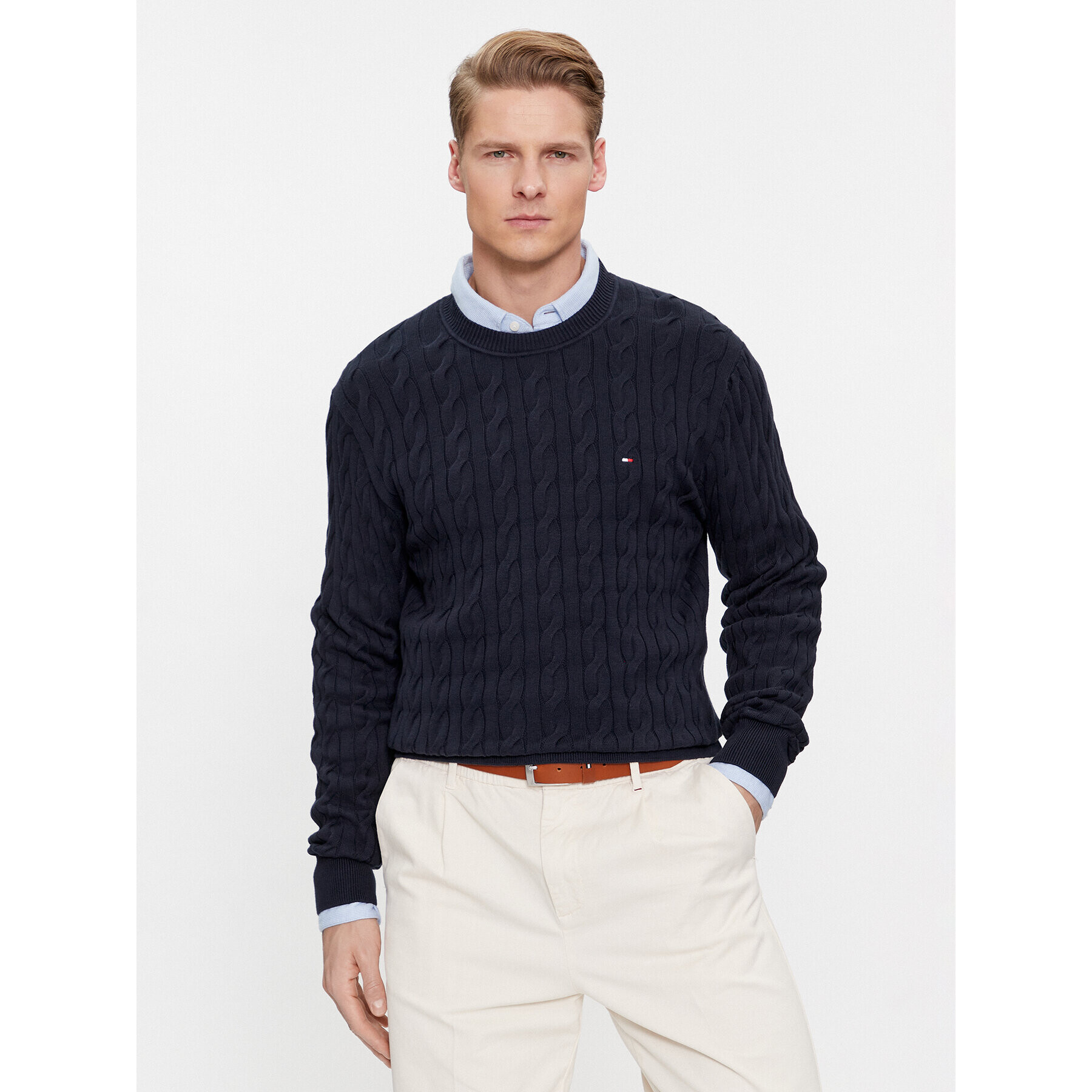 Tommy Hilfiger Пуловер MW0MW33132 Тъмносин Relaxed Fit - Pepit.bg