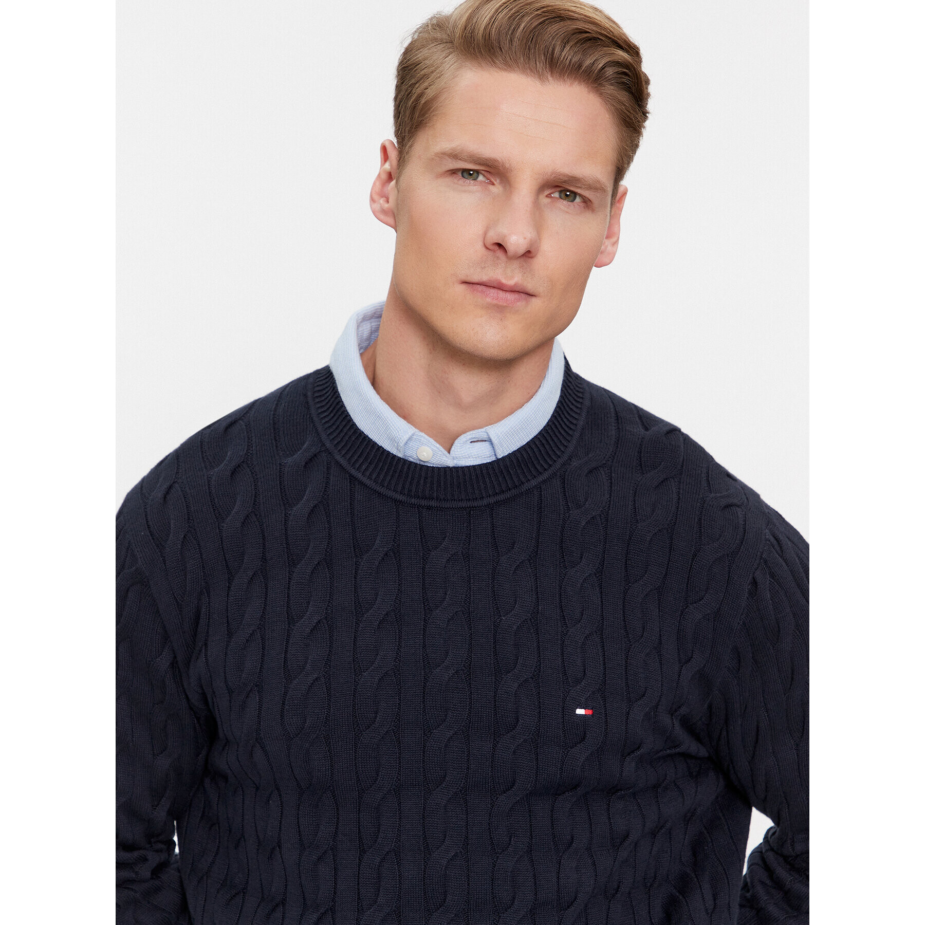 Tommy Hilfiger Пуловер MW0MW33132 Тъмносин Relaxed Fit - Pepit.bg