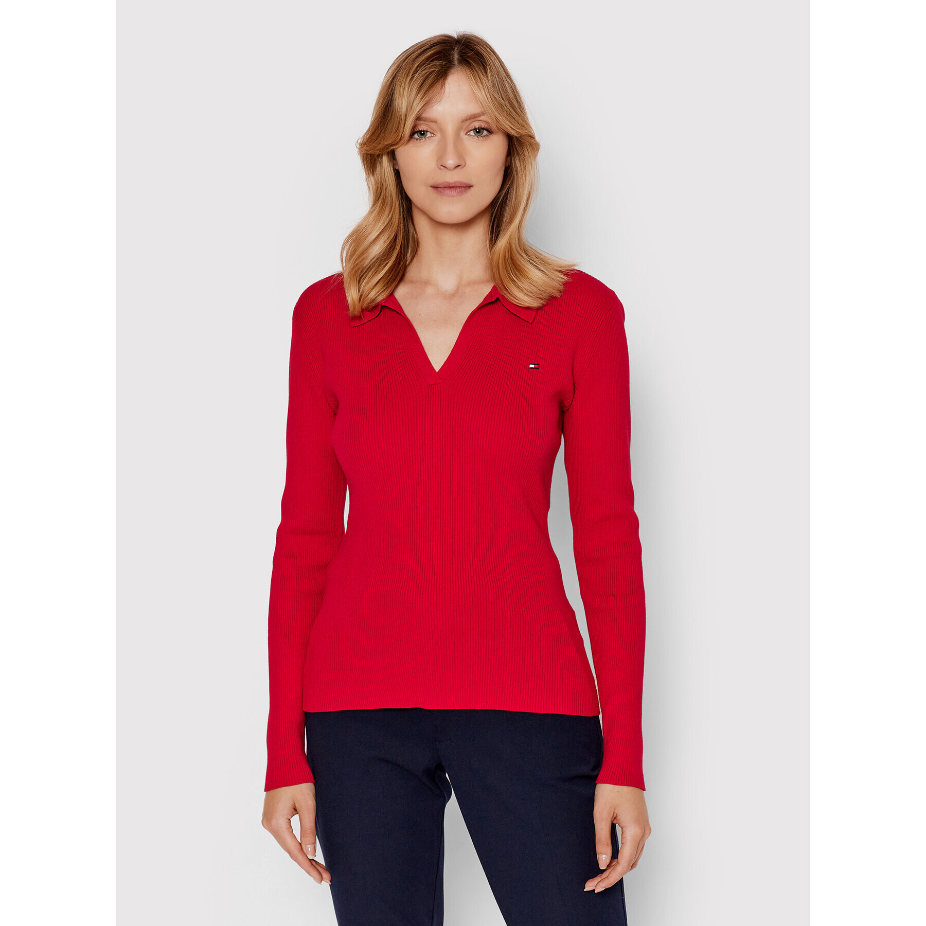 Tommy Hilfiger Пуловер Open WW0WW32488 Червен Slim Fit - Pepit.bg