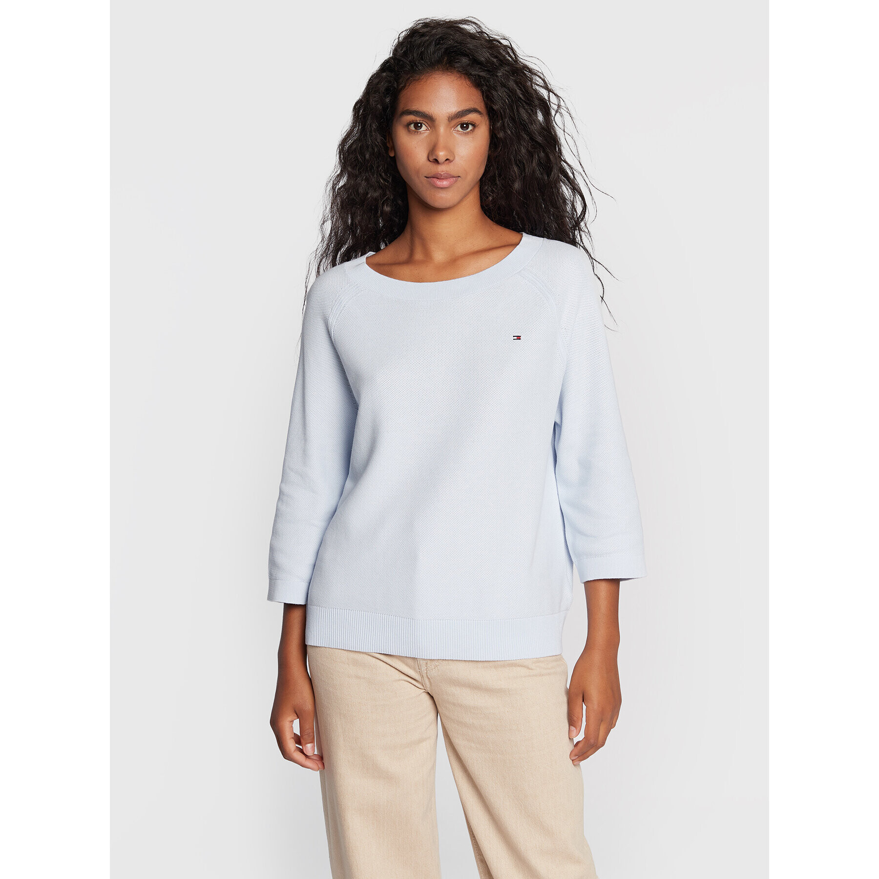 Tommy Hilfiger Пуловер Org Co Texture Boat WW0WW34965 Син Relaxed Fit - Pepit.bg