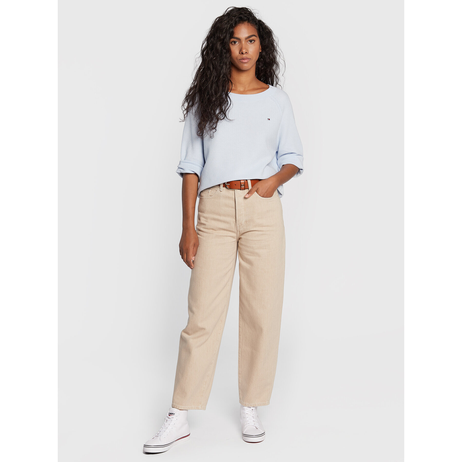 Tommy Hilfiger Пуловер Org Co Texture Boat WW0WW34965 Син Relaxed Fit - Pepit.bg