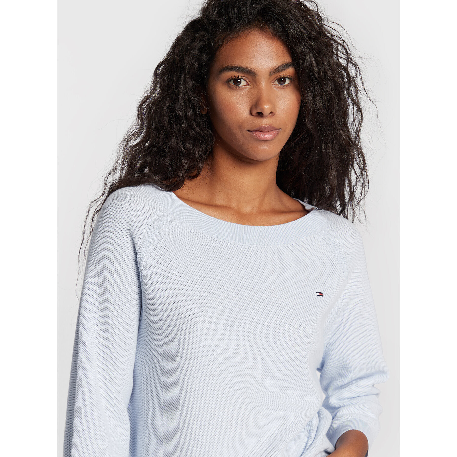 Tommy Hilfiger Пуловер Org Co Texture Boat WW0WW34965 Син Relaxed Fit - Pepit.bg