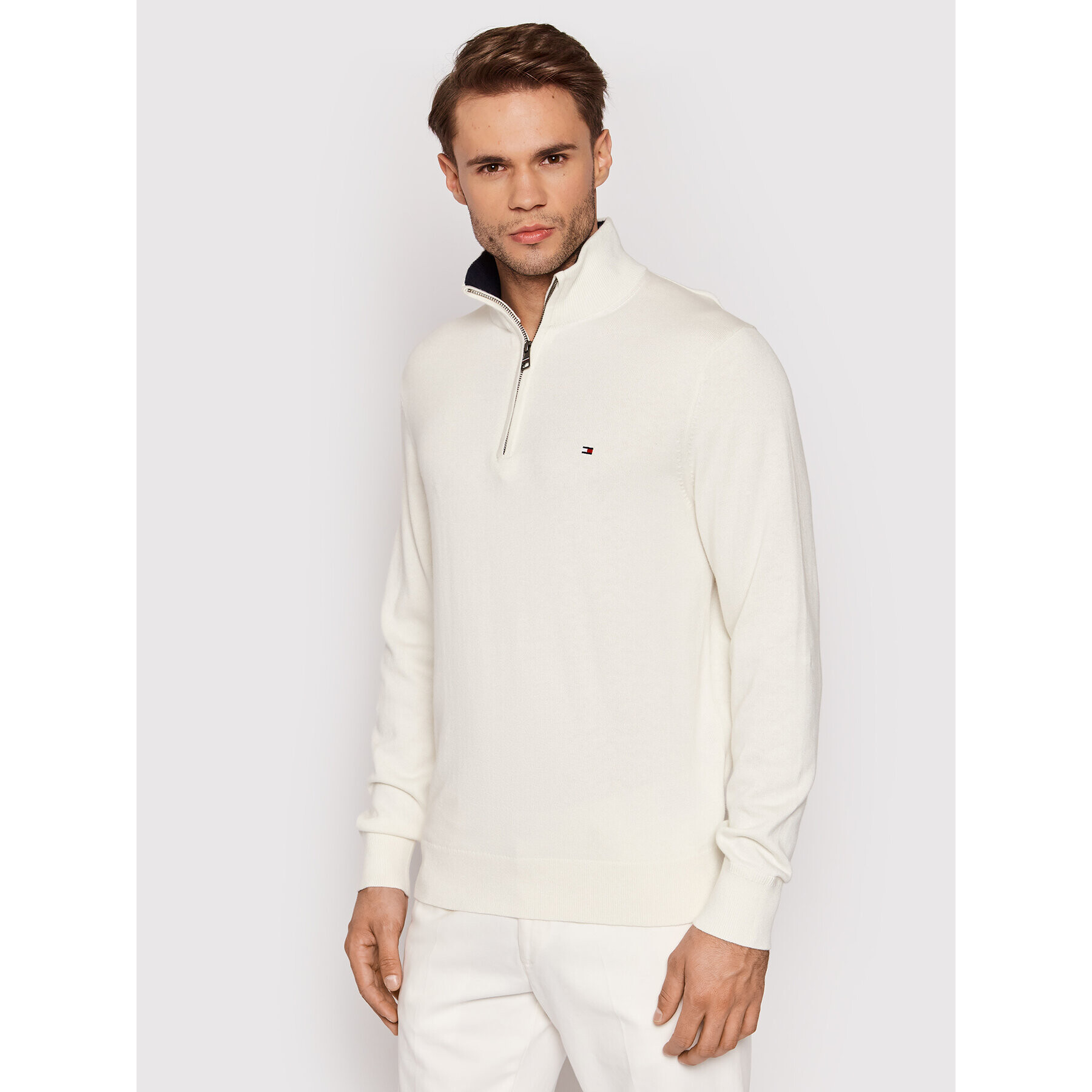 Tommy Hilfiger Пуловер Pima MW0MW12983 Бежов Regular Fit - Pepit.bg
