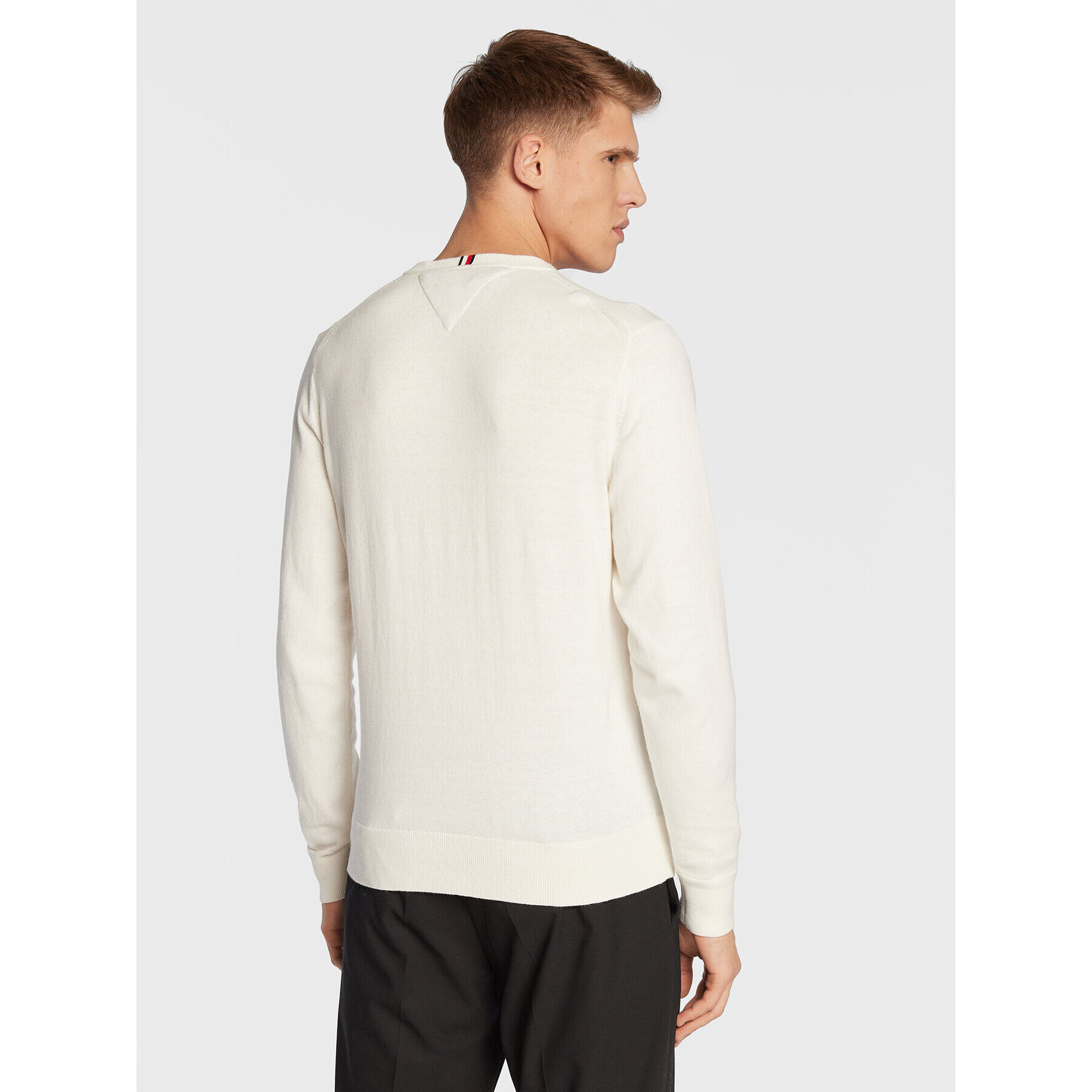 Tommy Hilfiger Пуловер Pima MW0MW28047 Бял Regular Fit - Pepit.bg
