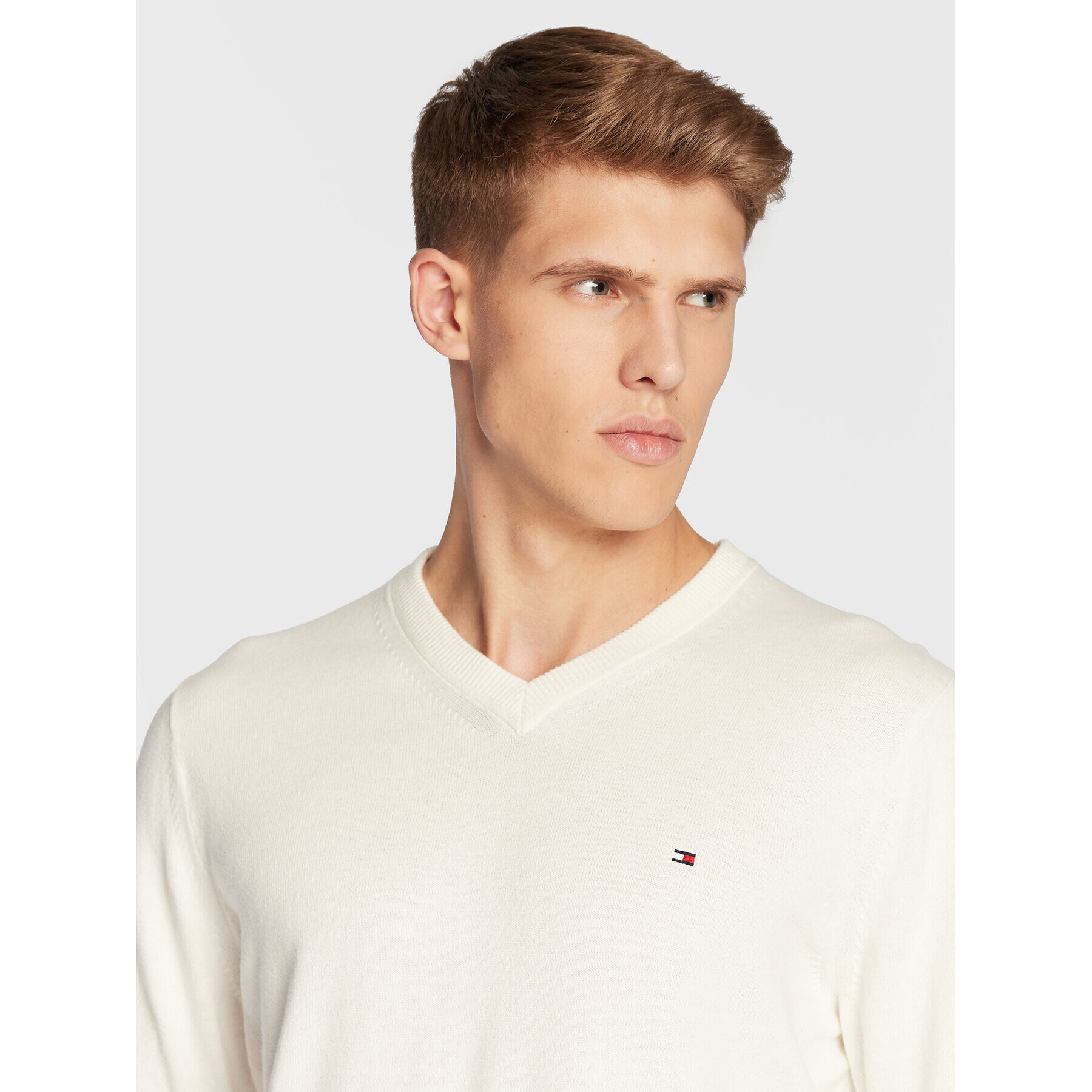 Tommy Hilfiger Пуловер Pima MW0MW28047 Бял Regular Fit - Pepit.bg