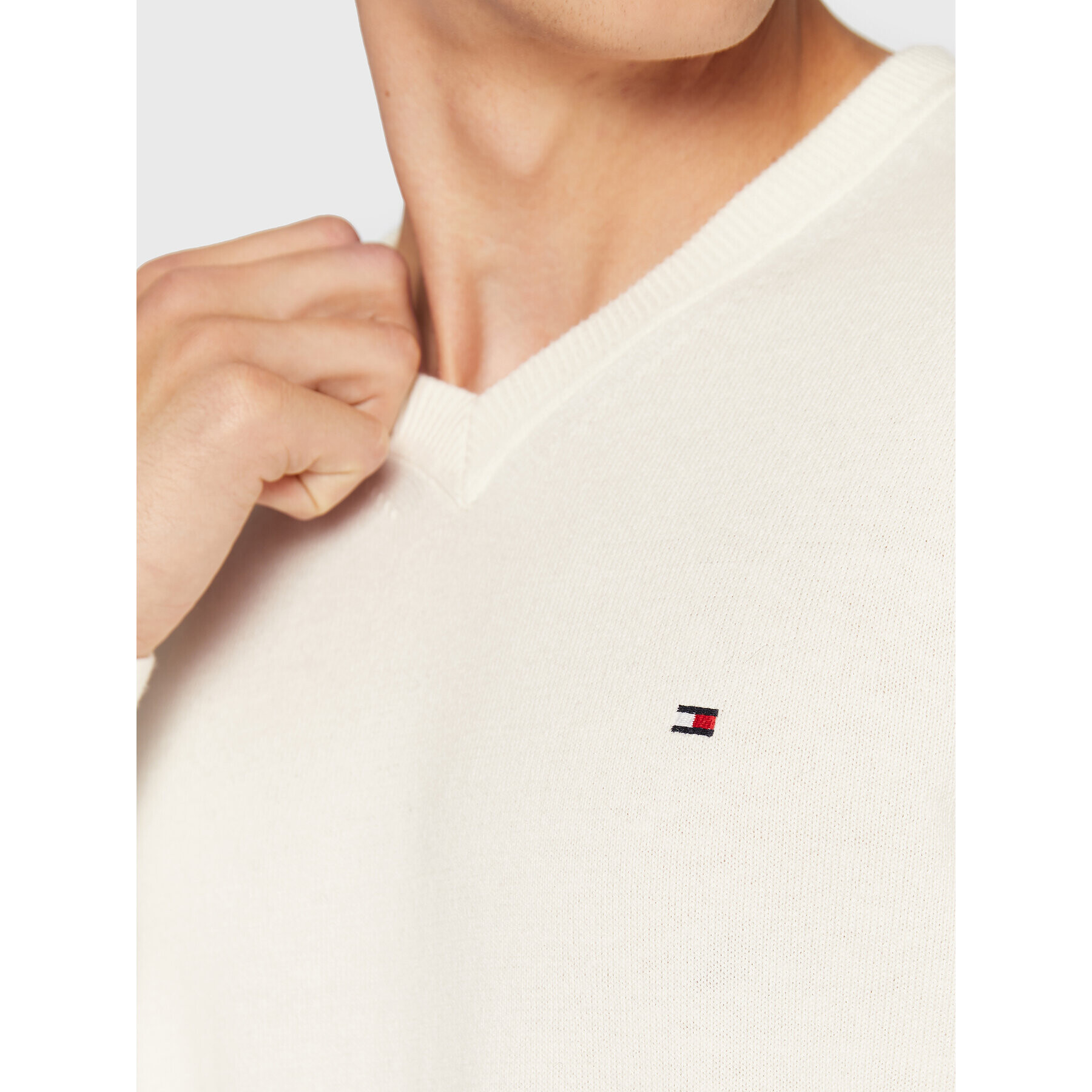 Tommy Hilfiger Пуловер Pima MW0MW28047 Бял Regular Fit - Pepit.bg