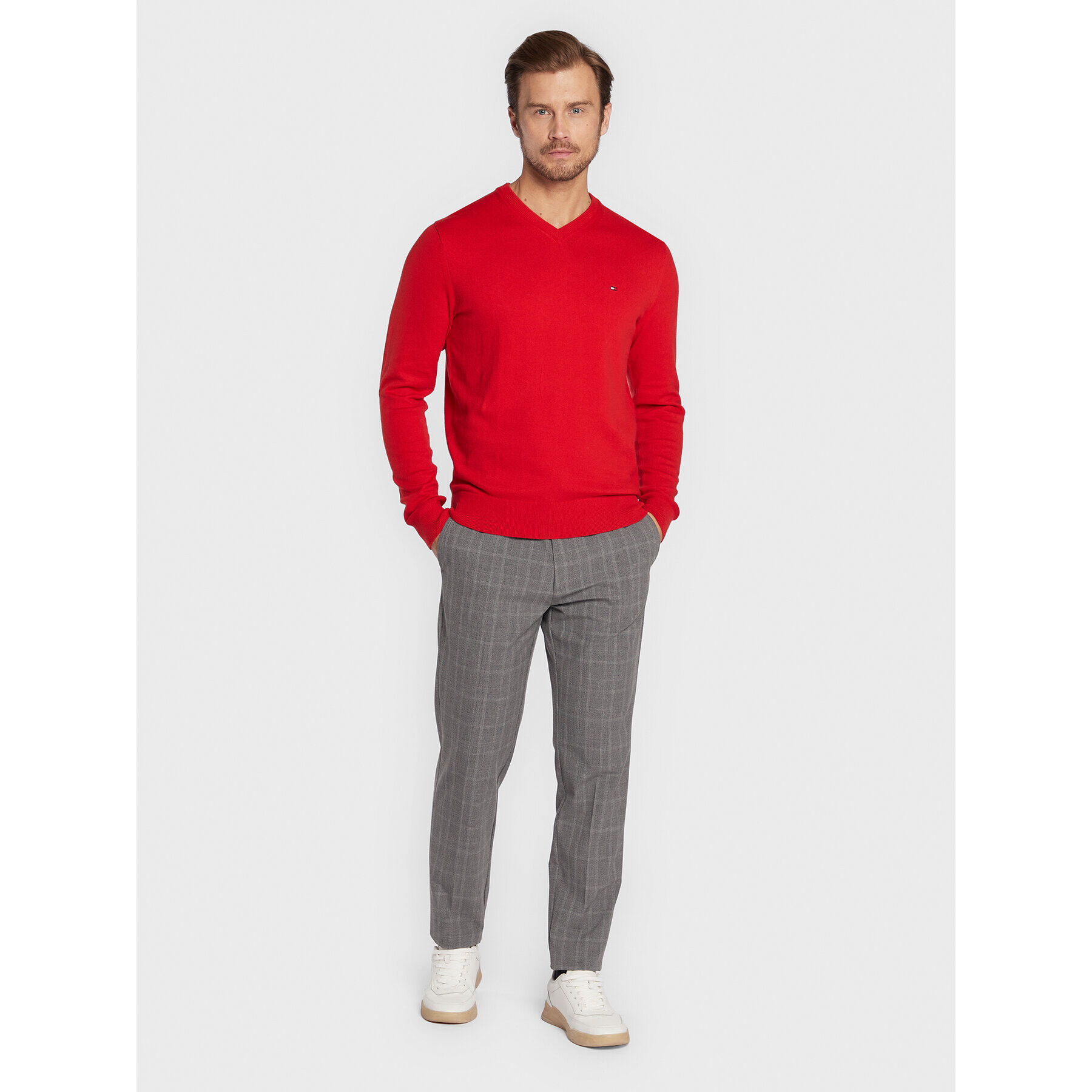 Tommy Hilfiger Пуловер Pima MW0MW28047 Червен Regular Fit - Pepit.bg