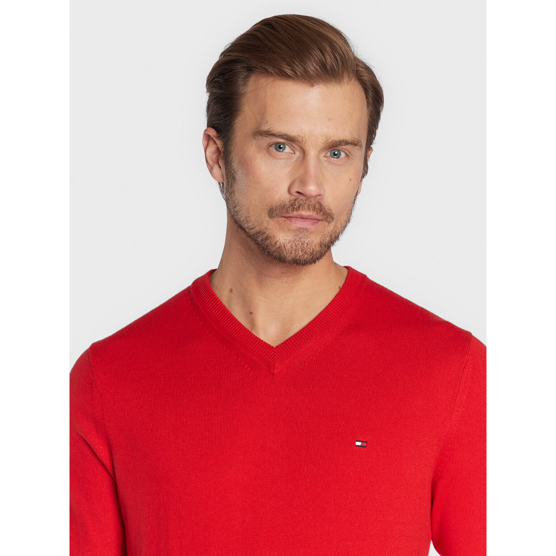 Tommy Hilfiger Пуловер Pima MW0MW28047 Червен Regular Fit - Pepit.bg