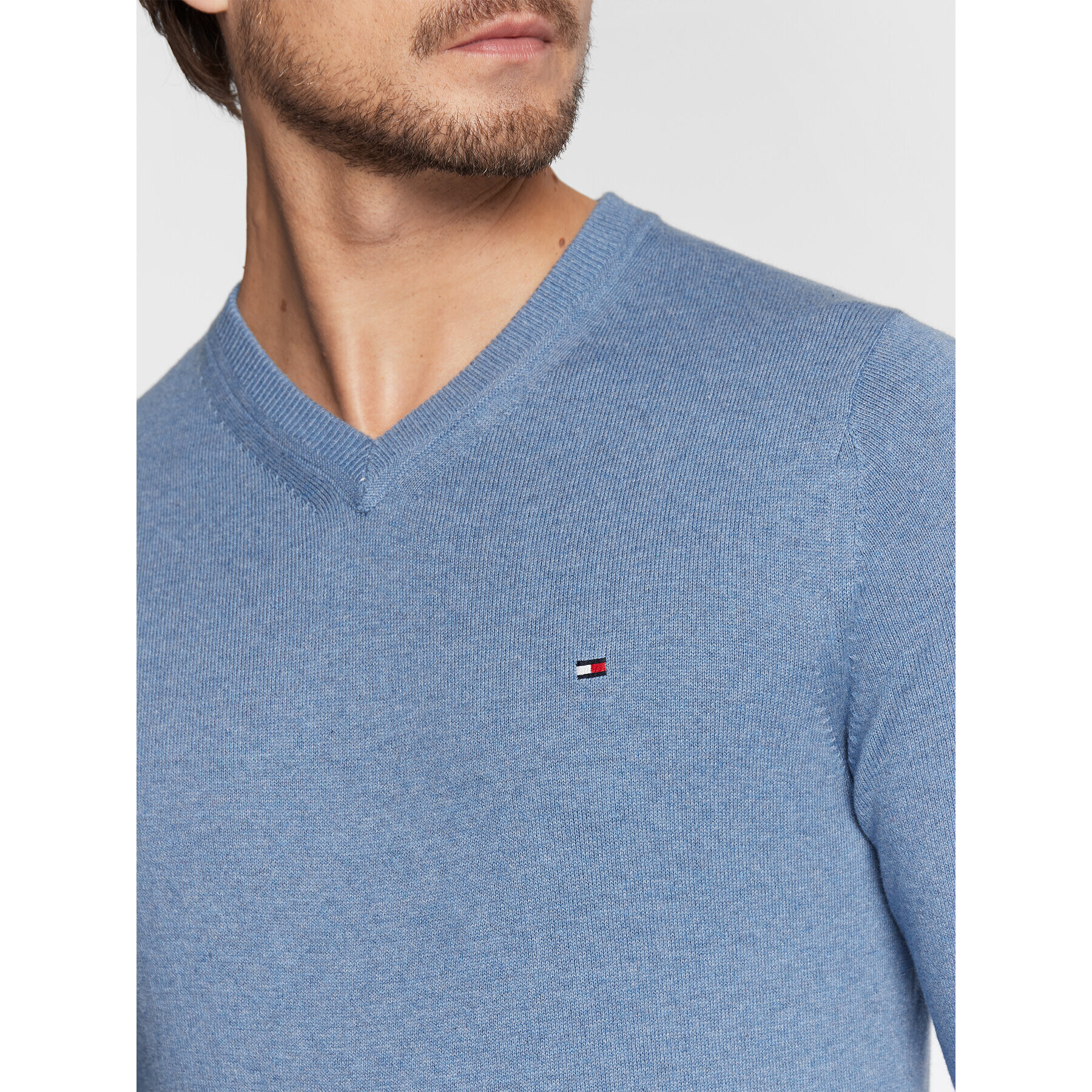 Tommy Hilfiger Пуловер Pima MW0MW28047 Син Regular Fit - Pepit.bg