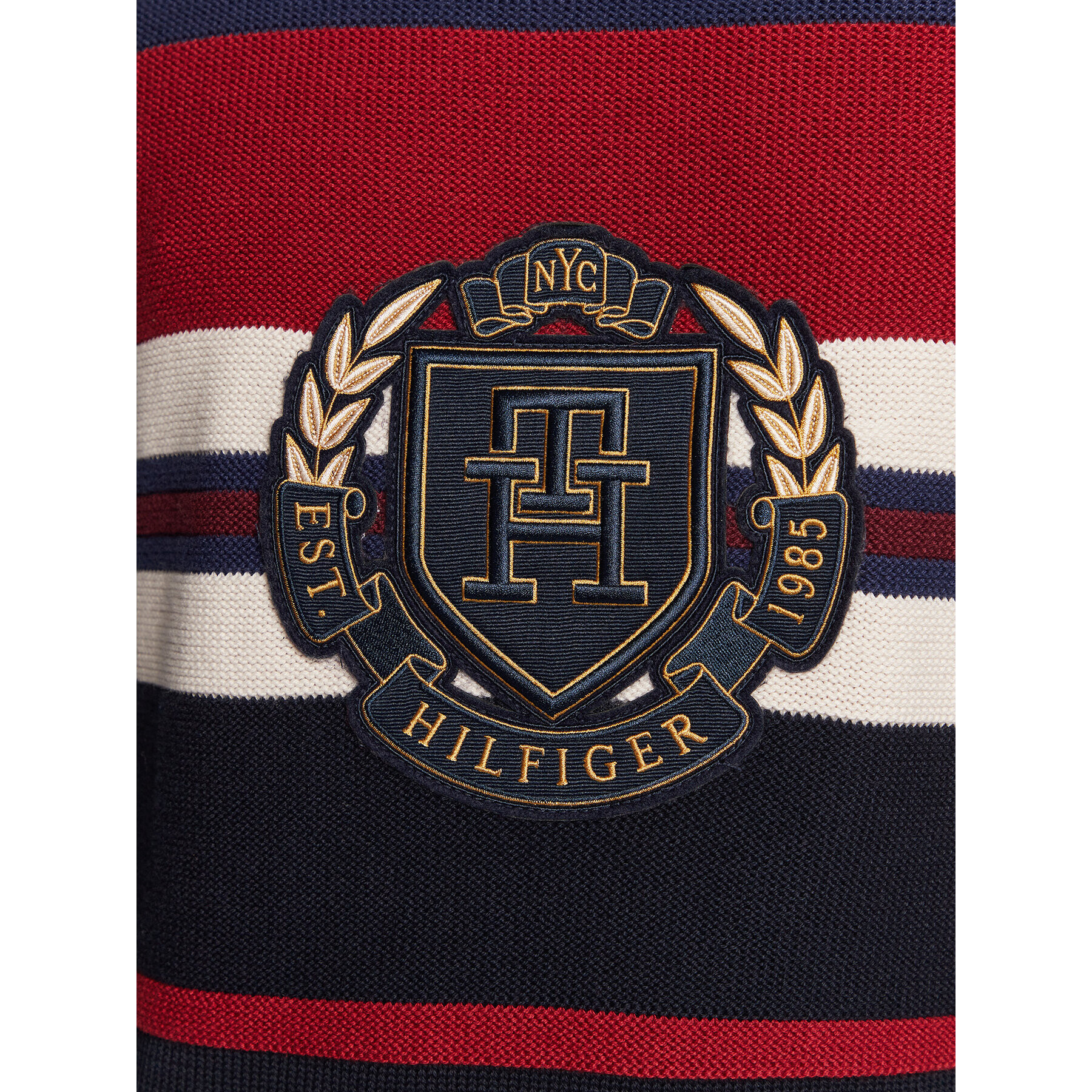 Tommy Hilfiger Пуловер Seasonal Crest Stripe MW0MW29050 Тъмносин Relaxed Fit - Pepit.bg