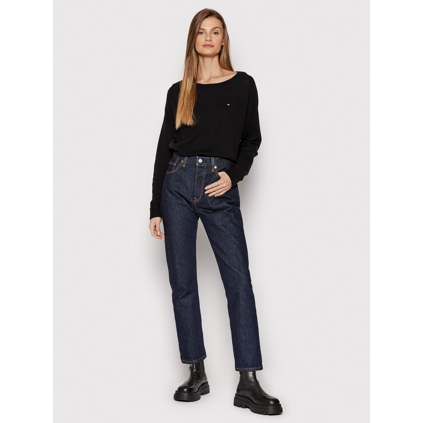 Tommy Hilfiger Пуловер Softwool Open-nk WW0WW31588 Черен Relaxed Fit - Pepit.bg