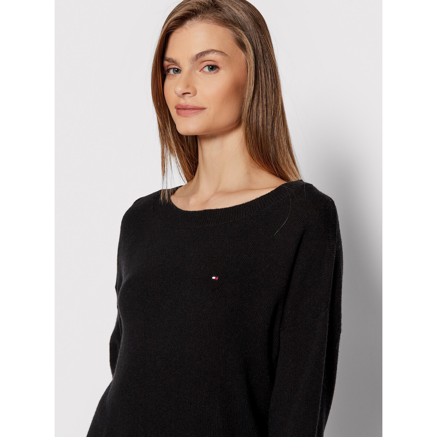 Tommy Hilfiger Пуловер Softwool Open-nk WW0WW31588 Черен Relaxed Fit - Pepit.bg