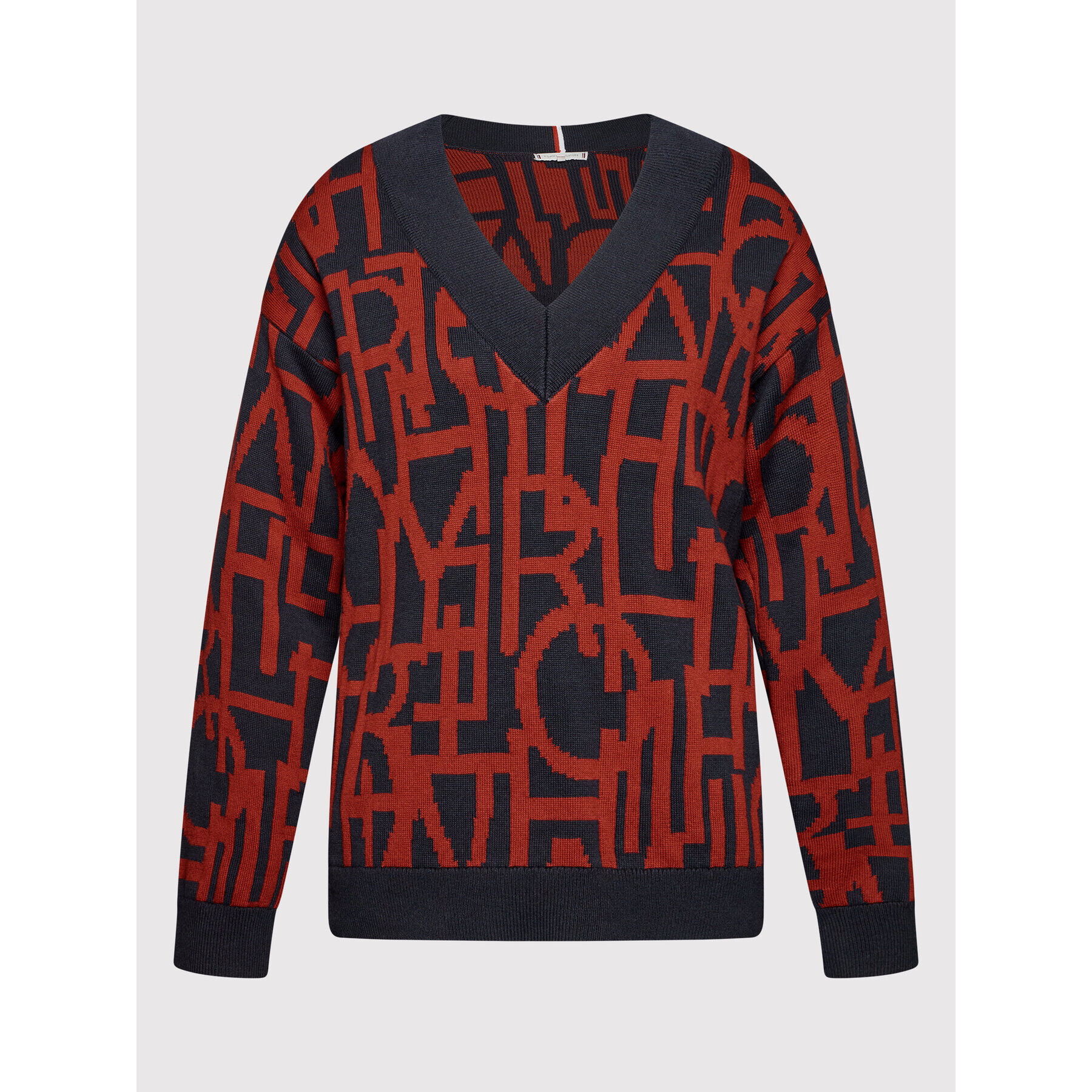 Tommy Hilfiger Пуловер Spell Out V-Nk WW0WW32797 Тъмносин Regular Fit - Pepit.bg