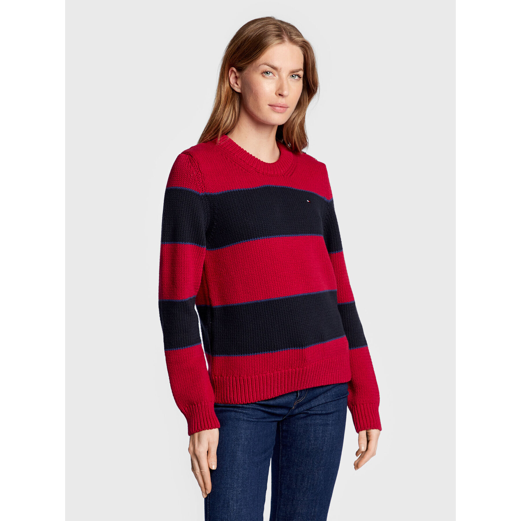 Tommy Hilfiger Пуловер Striped Button WW0WW35263 Розов Regular Fit - Pepit.bg