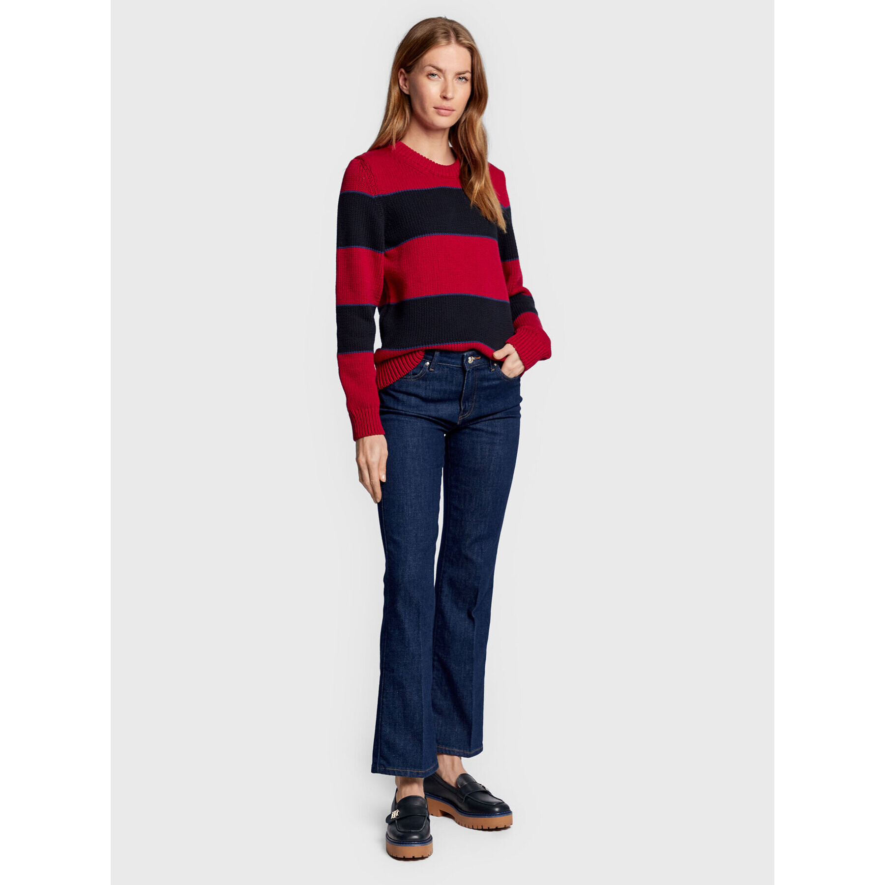 Tommy Hilfiger Пуловер Striped Button WW0WW35263 Розов Regular Fit - Pepit.bg