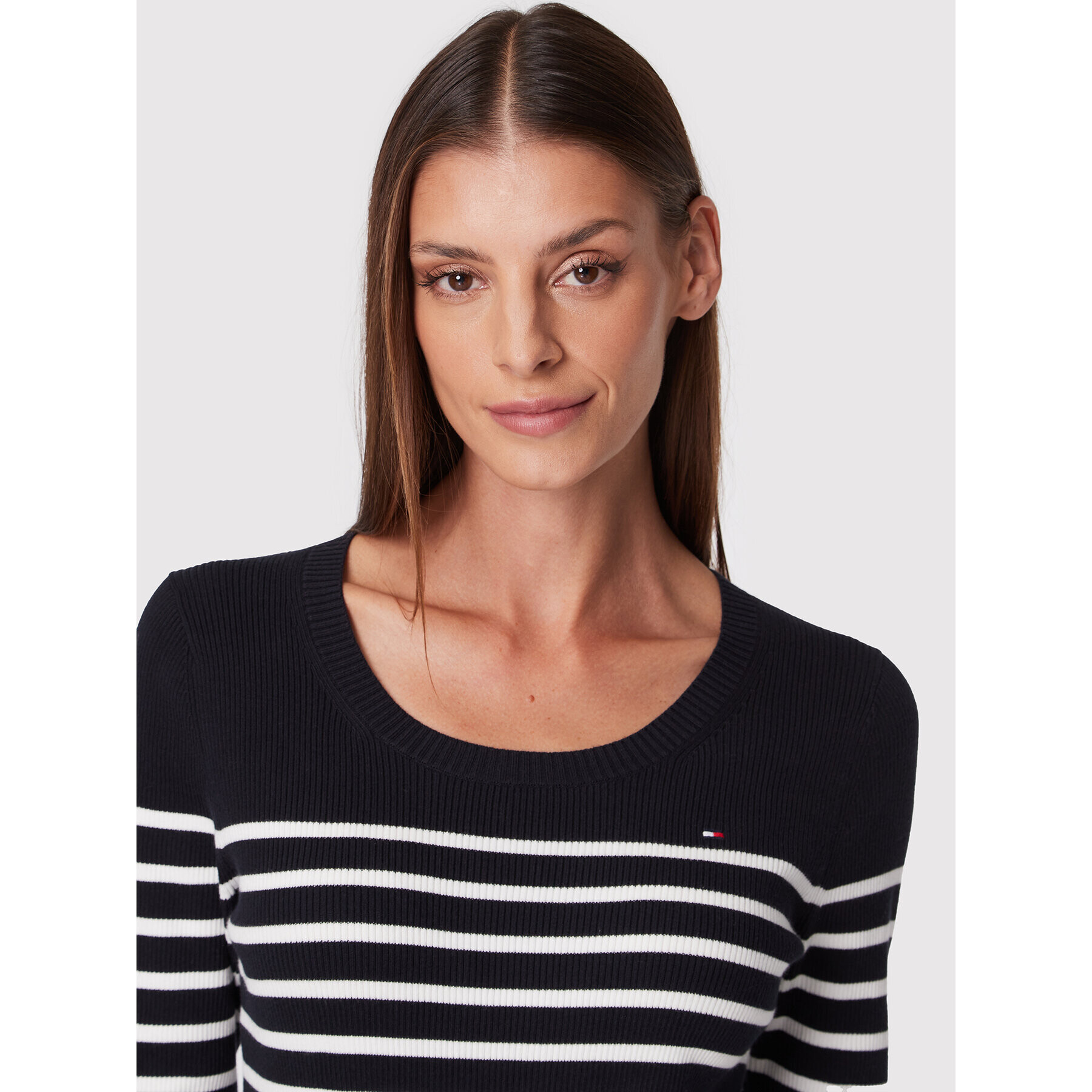 Tommy Hilfiger Пуловер Striped WW0WW35259 Тъмносин Slim Fit - Pepit.bg